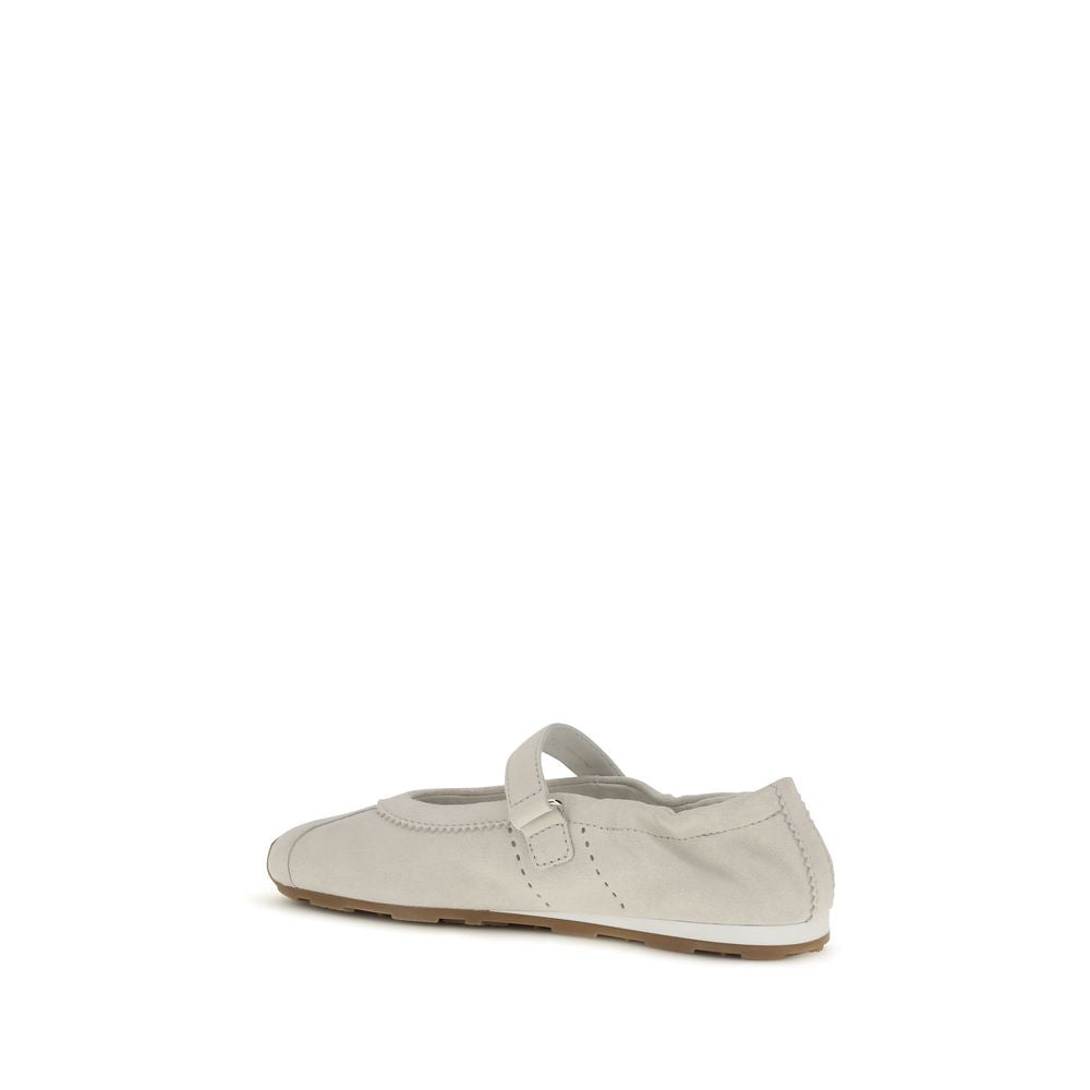 White Calf Leather Bos Taurus Ballet Flats