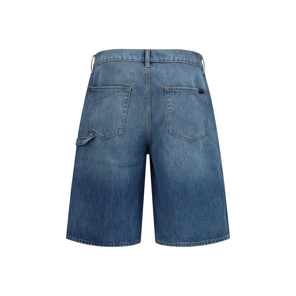 Blue Cotton Bermuda Shorts
