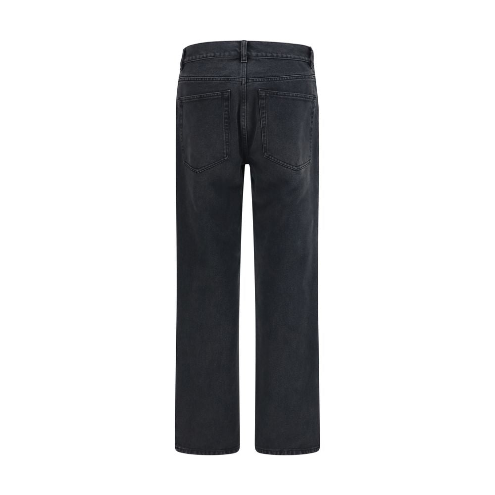 Black Cotton Straight-Leg Jeans
