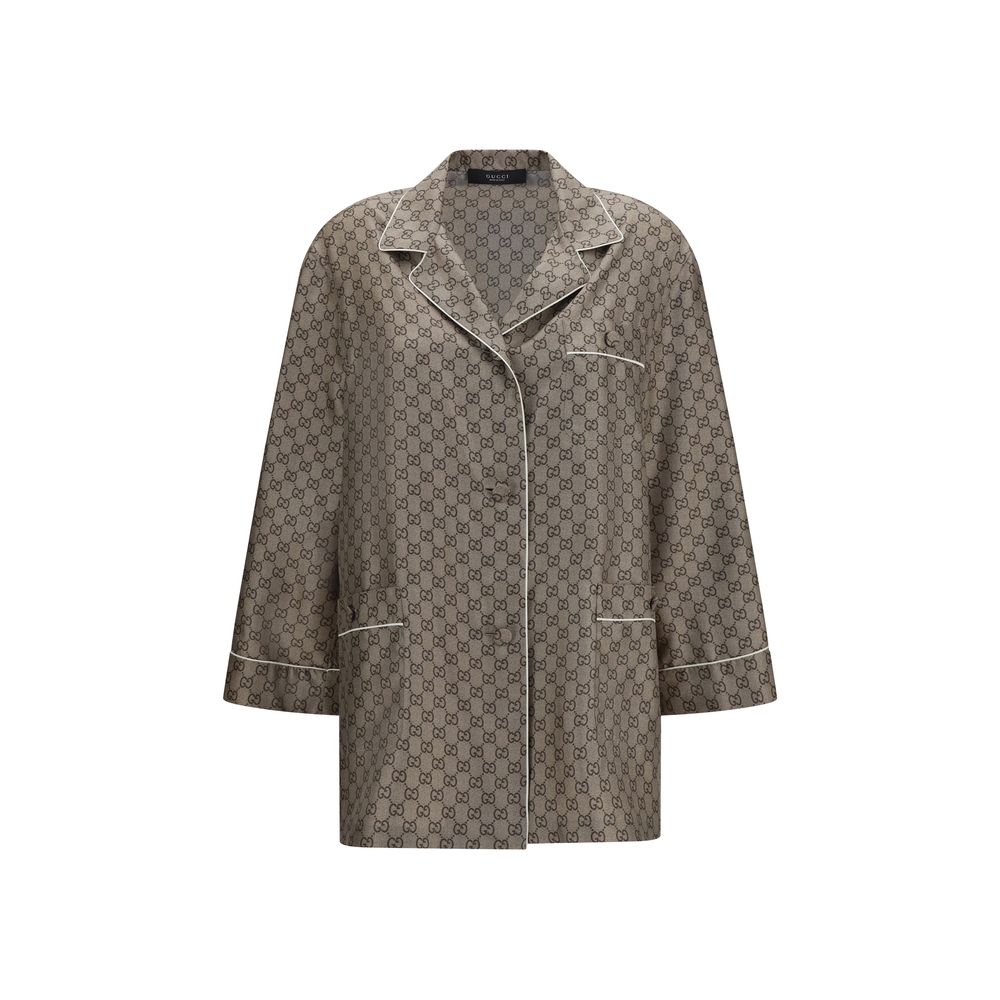 Beige Silk Dress Shirt