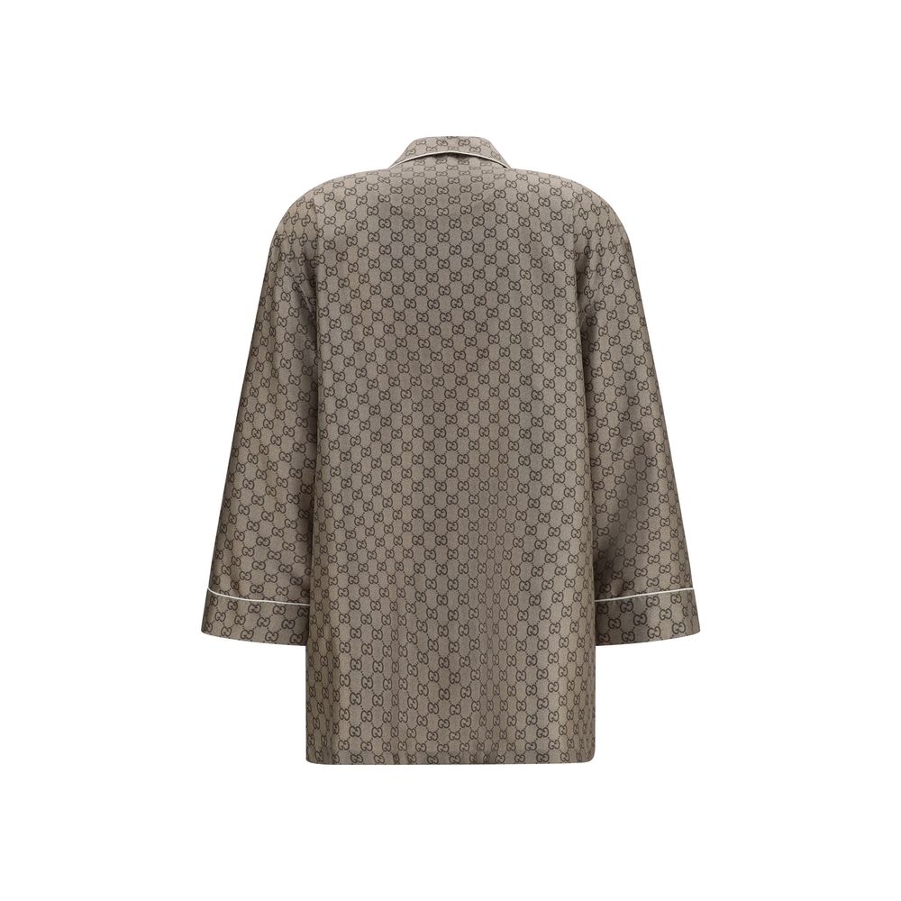 Beige Silk Dress Shirt