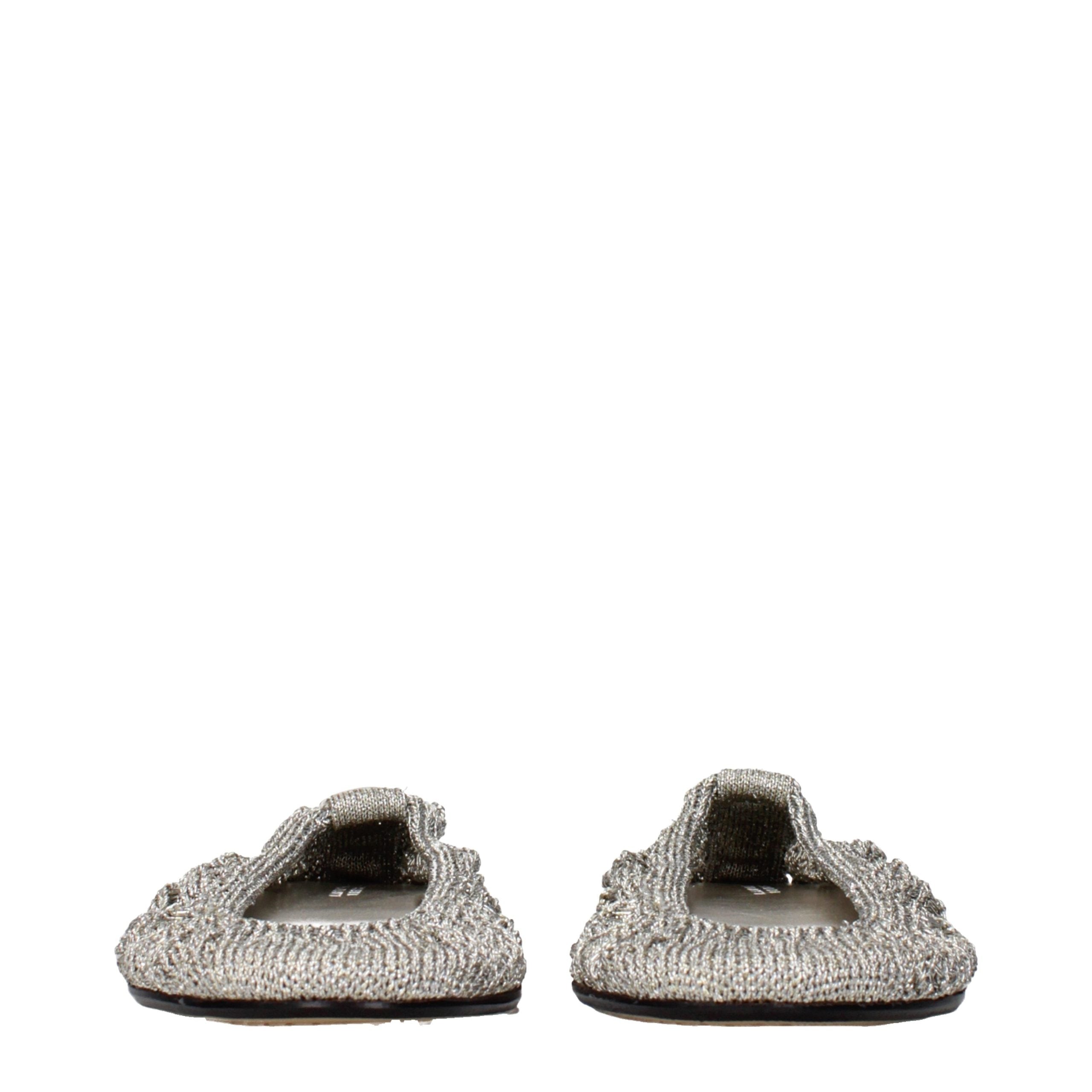 Gray Fabric Ballet Flats