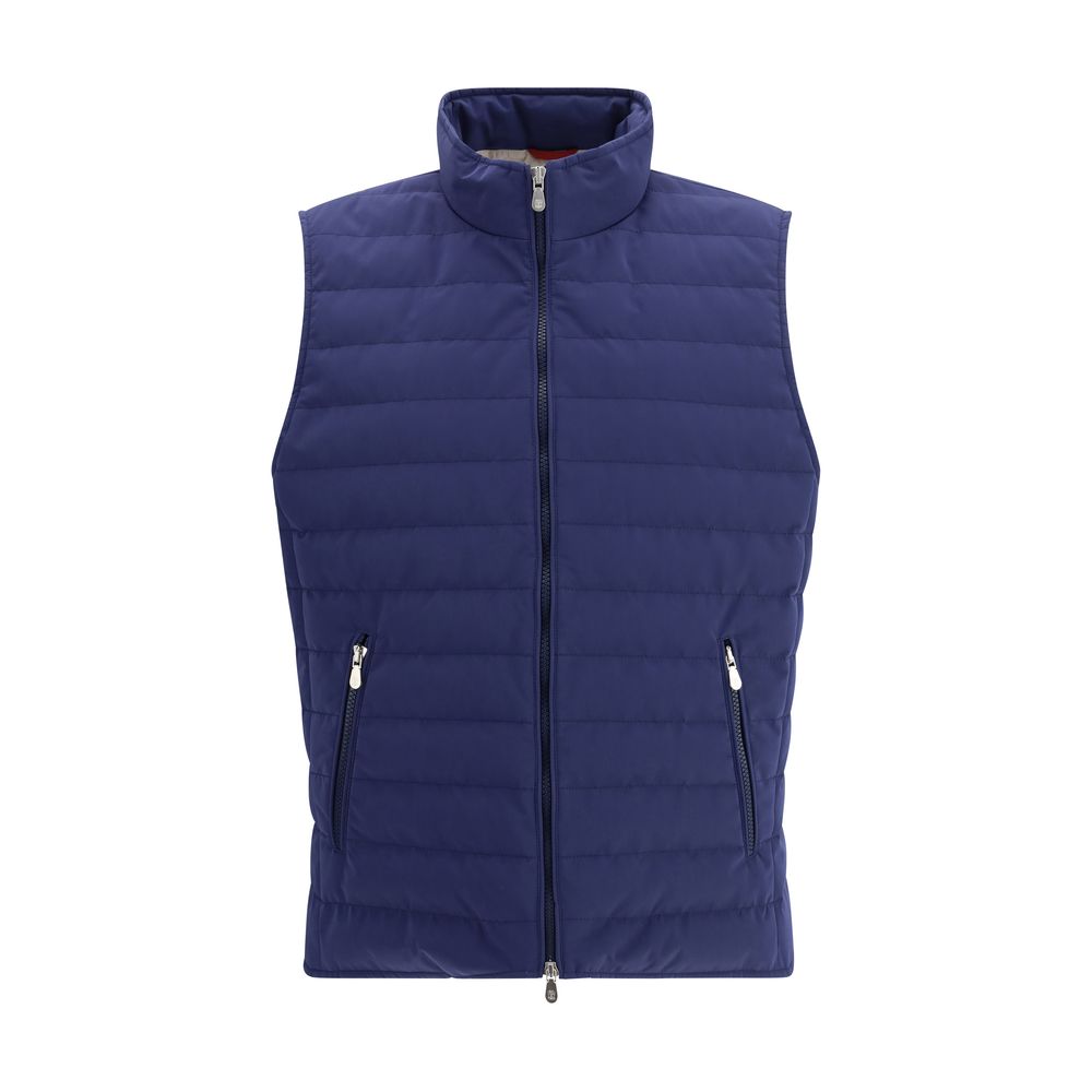 Blue Polyester Sleeveless Jacket