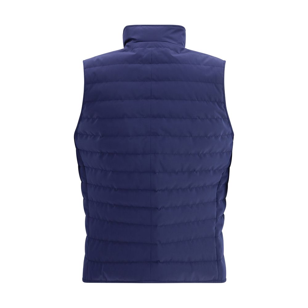 Blue Polyester Sleeveless Jacket
