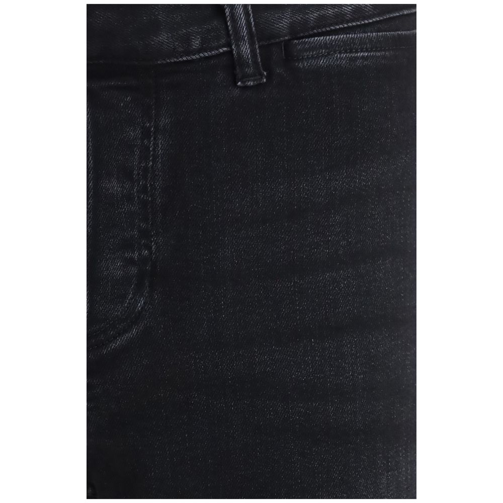 Black Cotton Flared Jeans