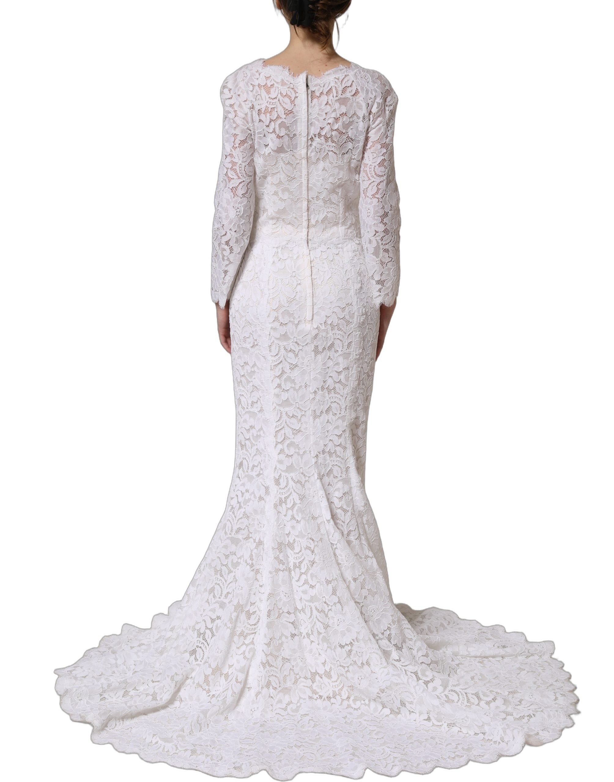 White Floral Lace Mermaid Long Gown Dress