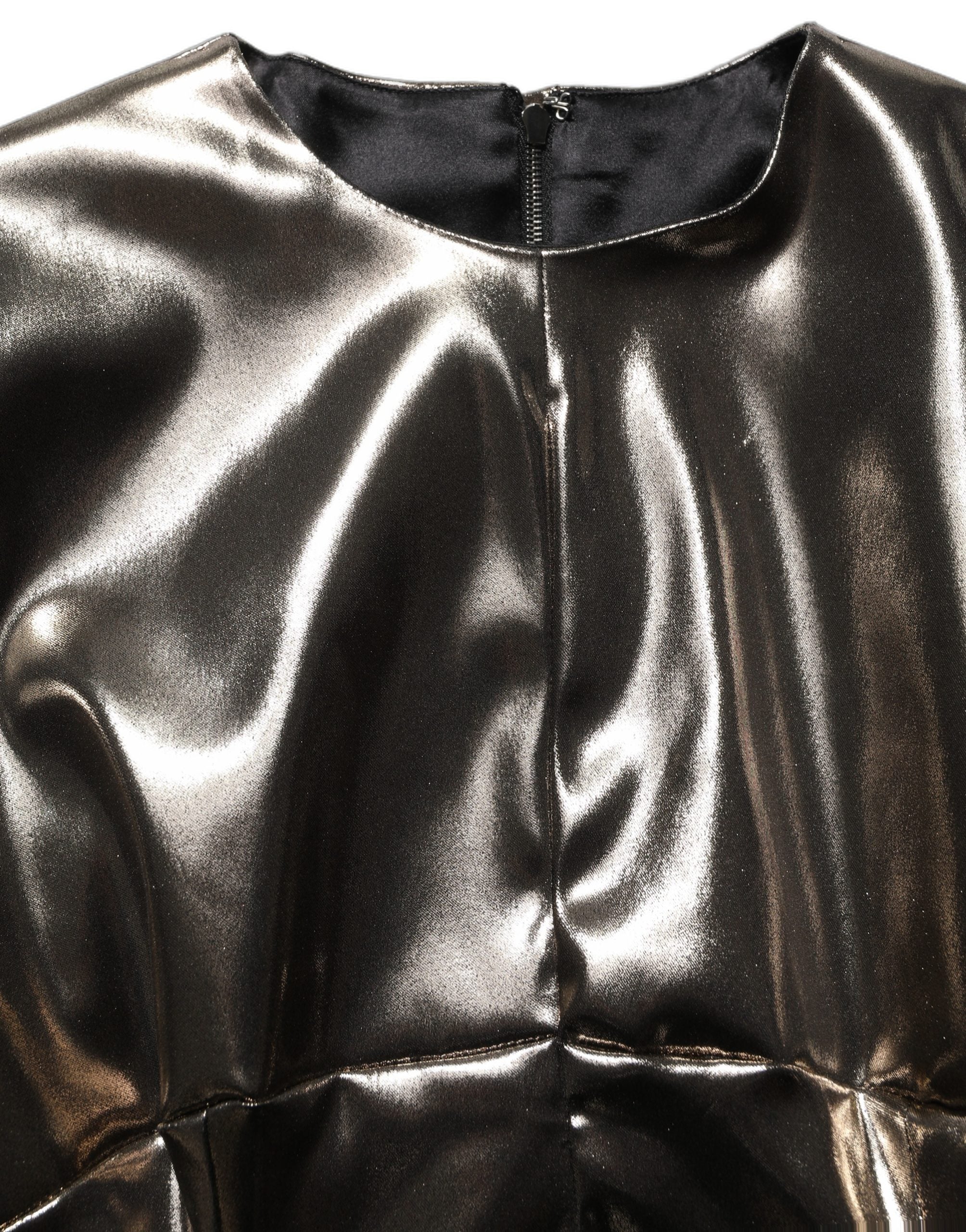 Metallic Gold Polyester LongSleeve Maxi Dress
