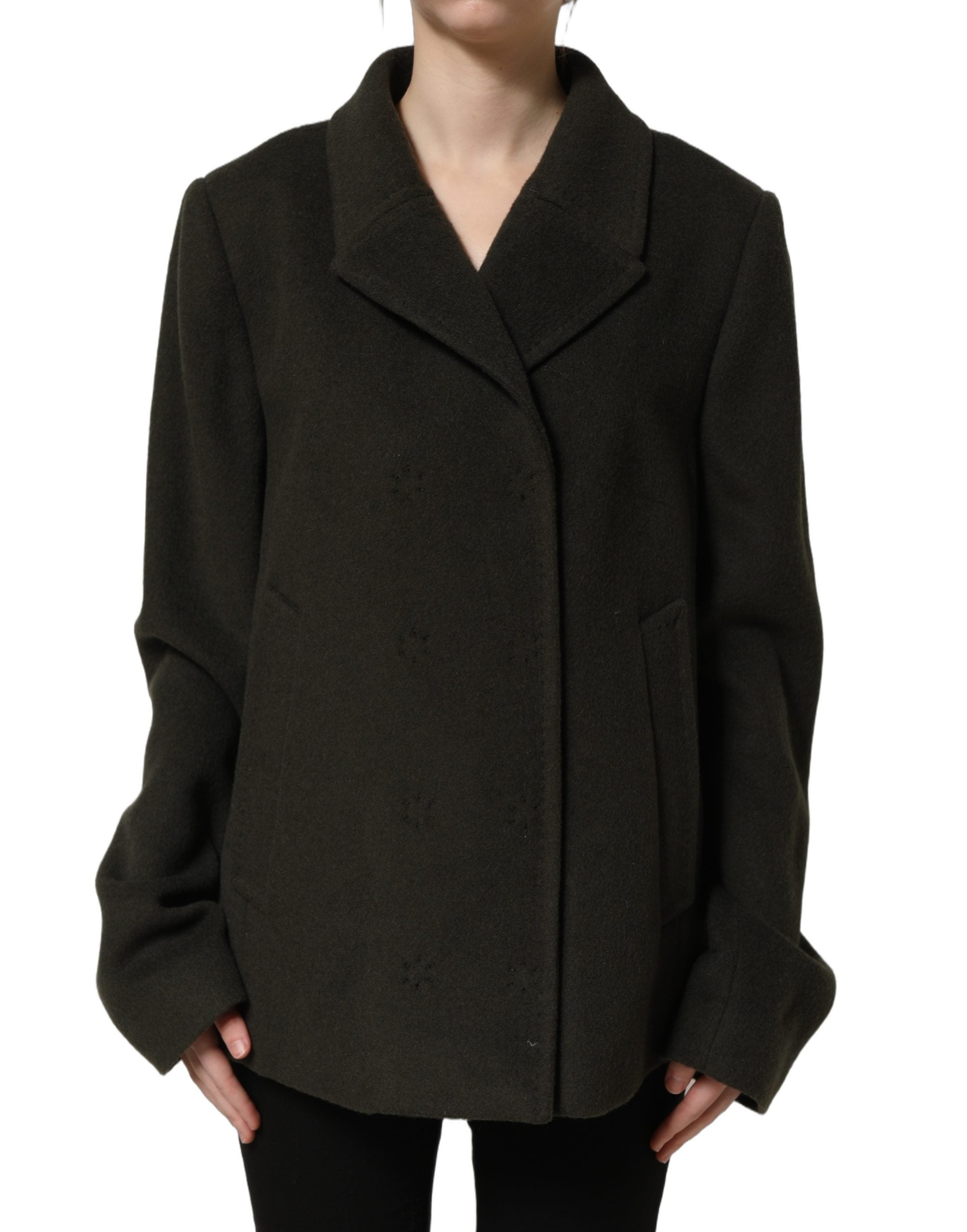 Dark Green Double Breasted Peacoat Jacket