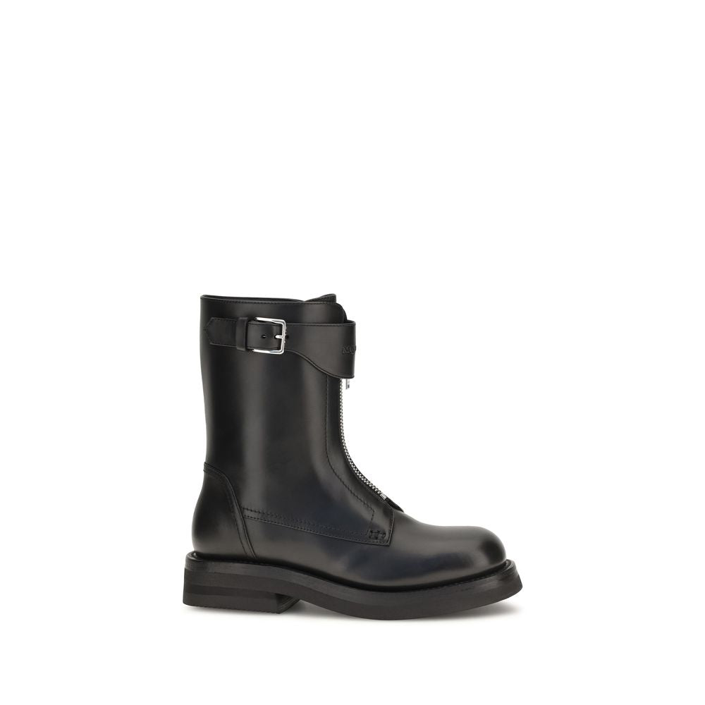 Black Calf Leather Bos Taurus Lace-Up Boots