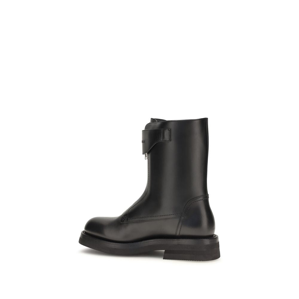 Black Calf Leather Bos Taurus Lace-Up Boots
