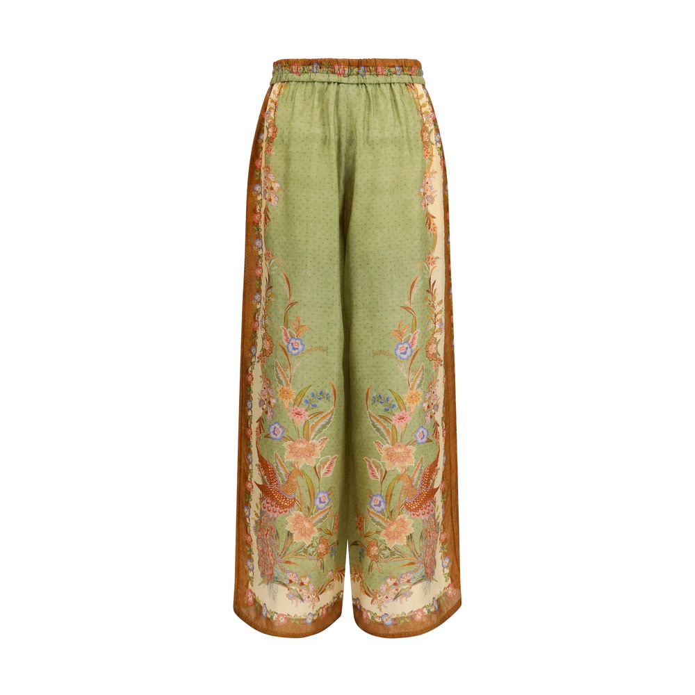 Multicolor Silk Casual Pants