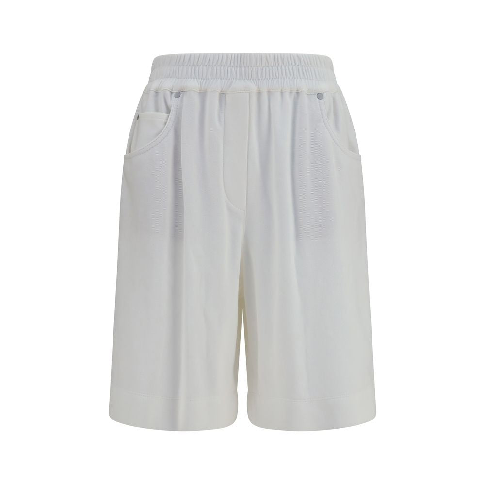 White Cotton Bermuda Shorts