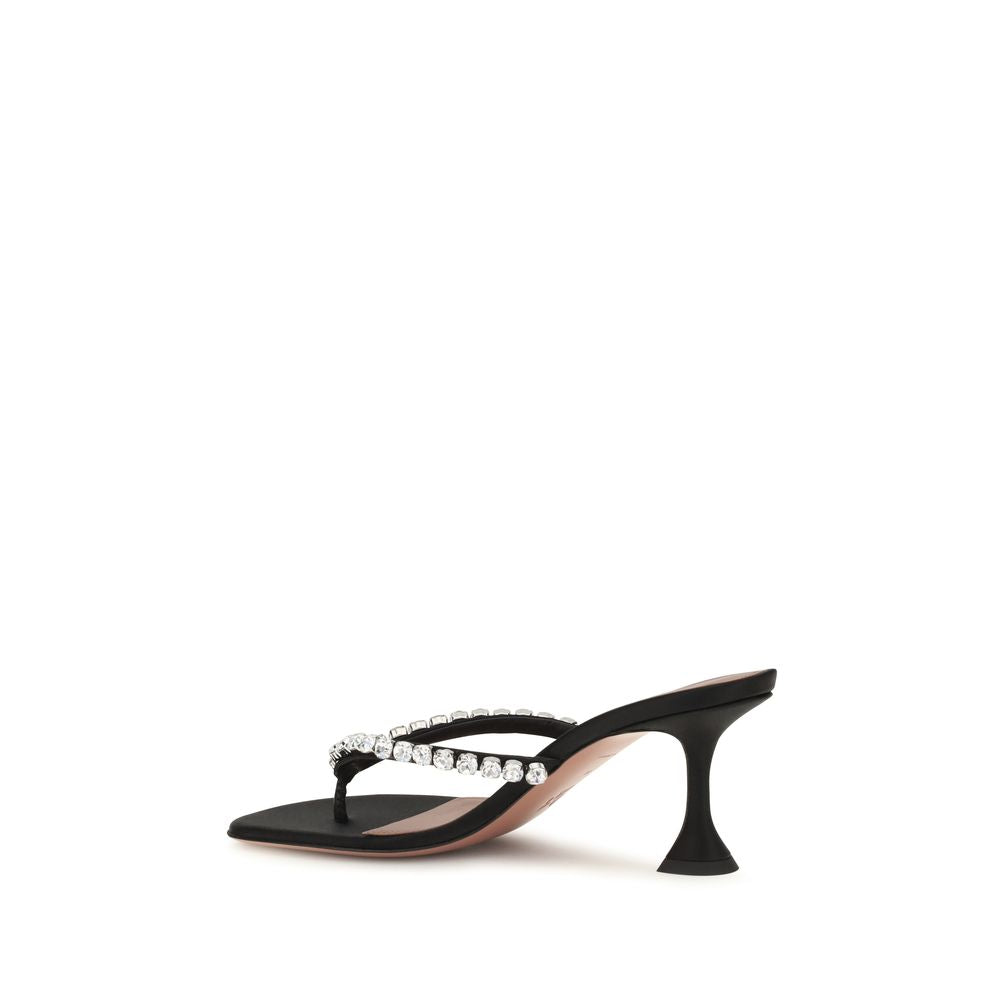 Black Silk Stiletto Heel Sandals