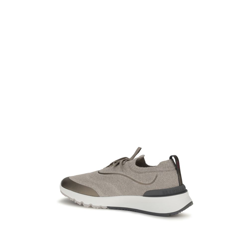 Brown Cotton Athletic Sneakers