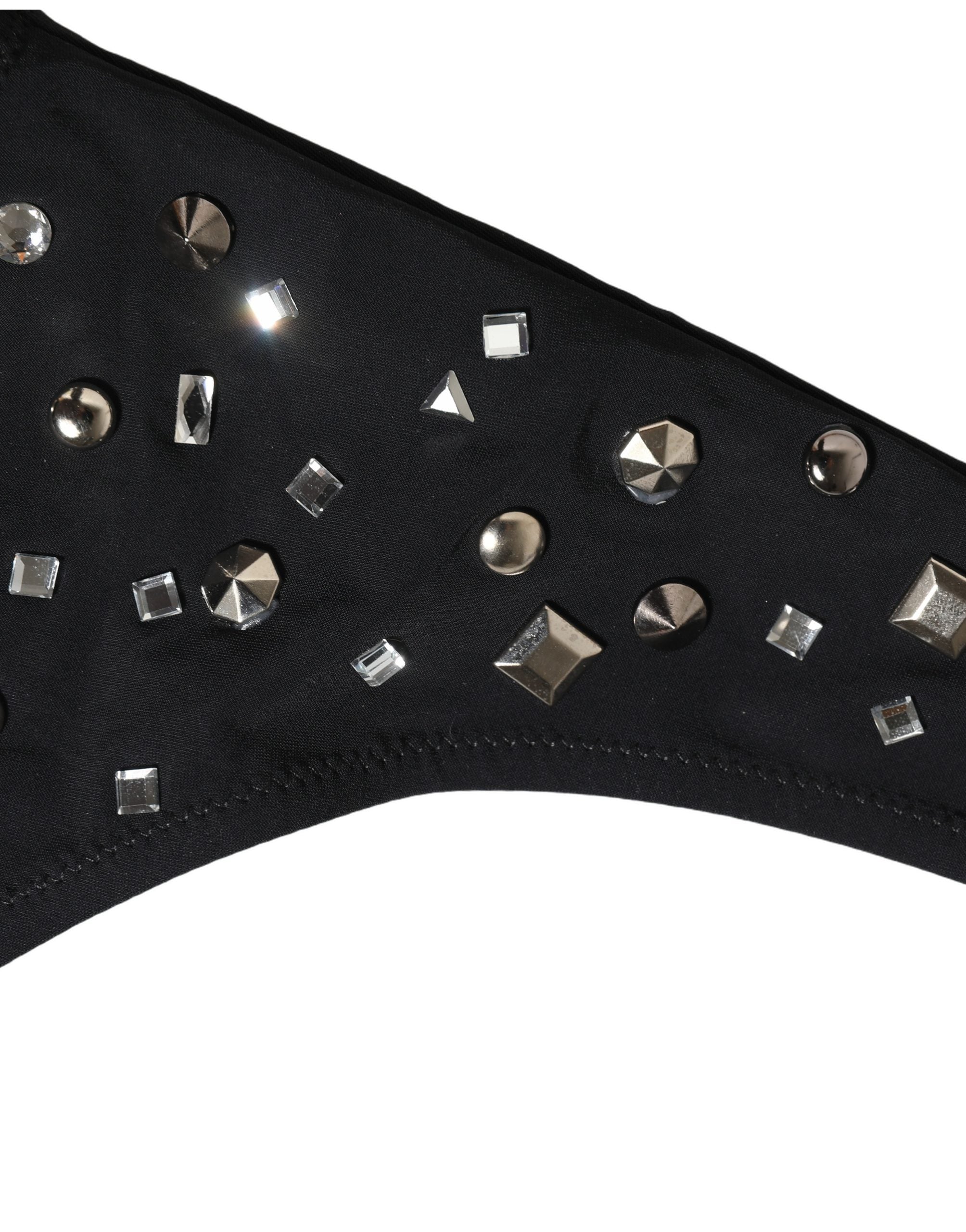 Black Embellished Cutout Bandeau One Piece Swimwear