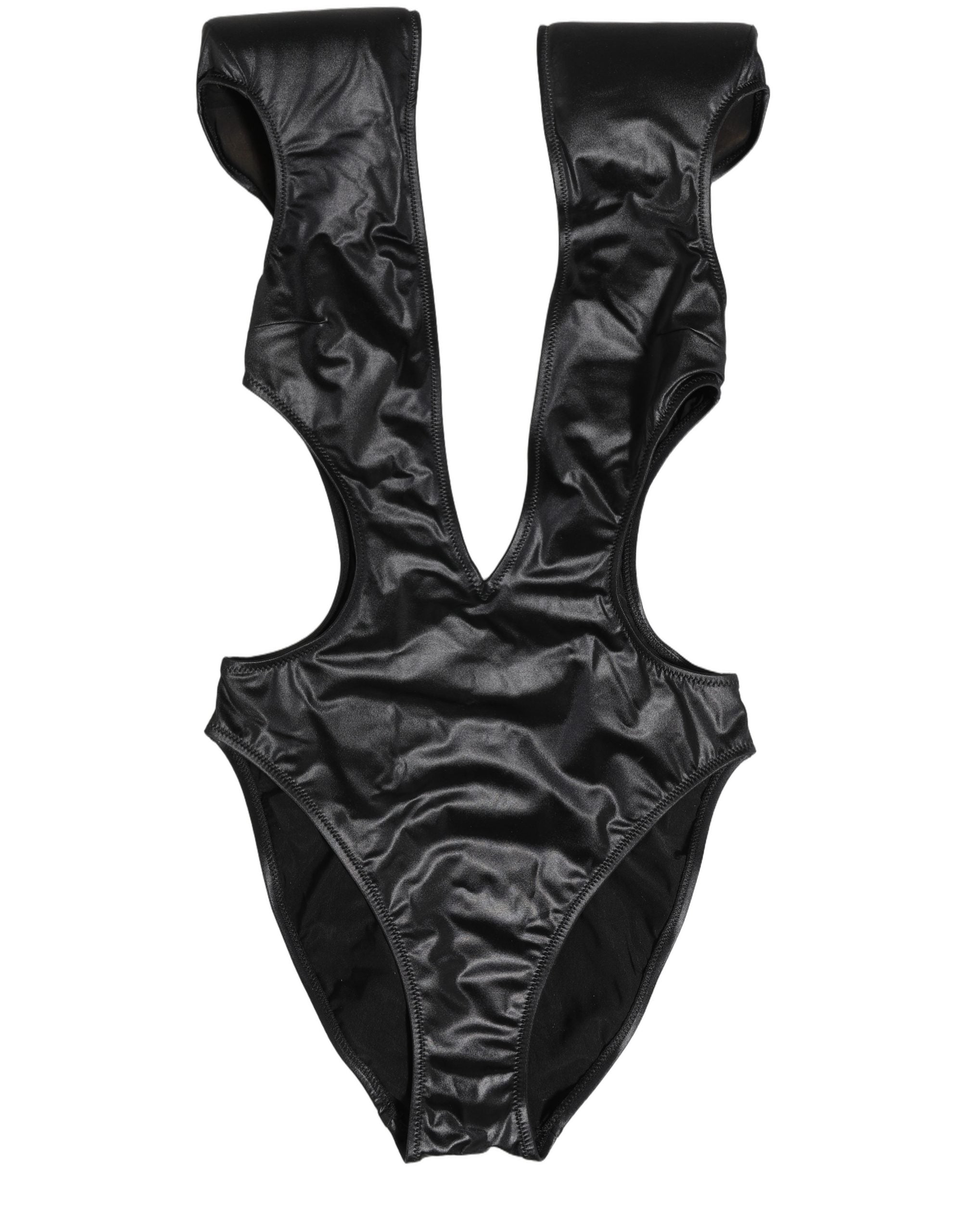 Black Deep V-Neck Cutout One Piece Swimwear