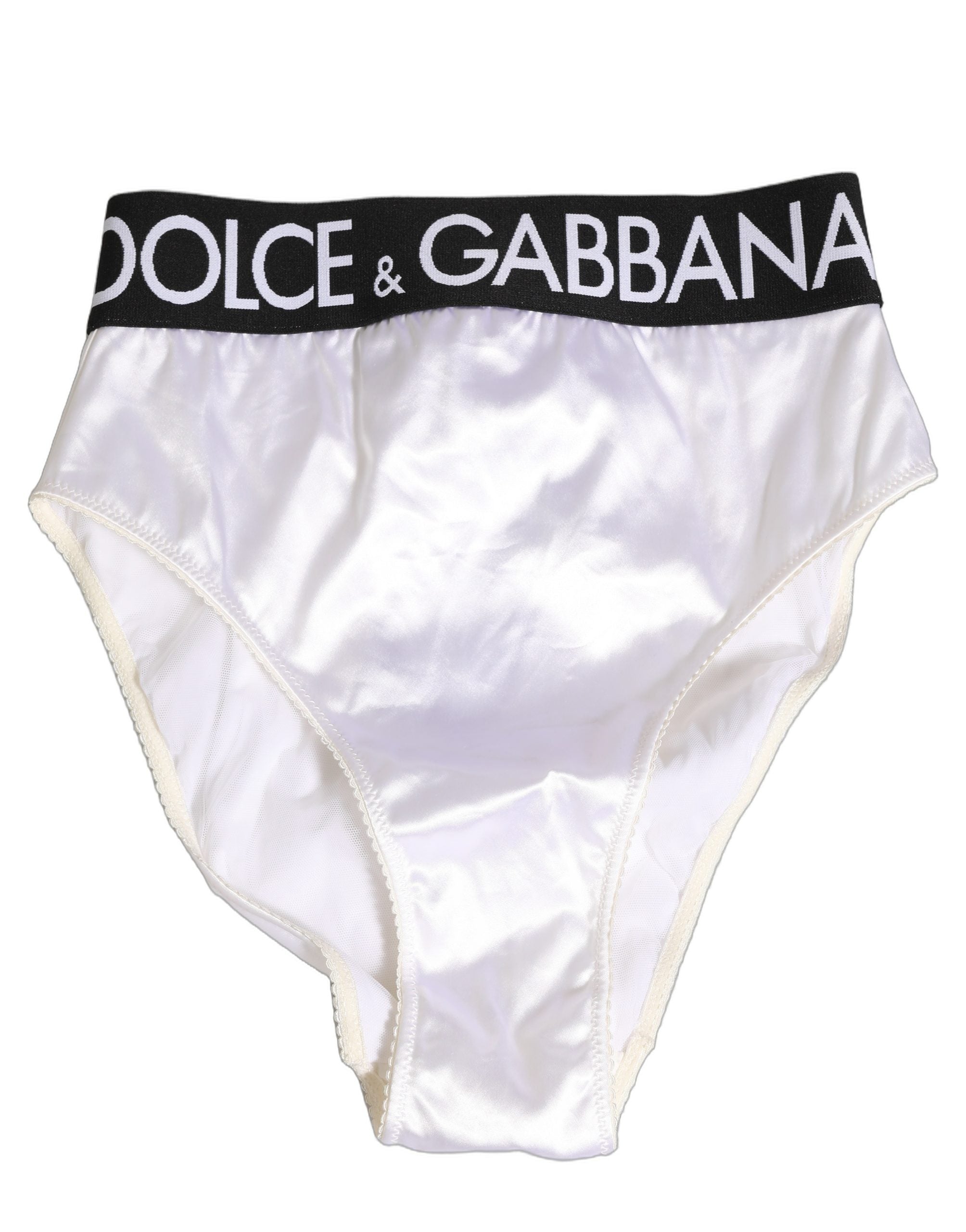 White Satin High-Waist Brief Logo Women Underwear