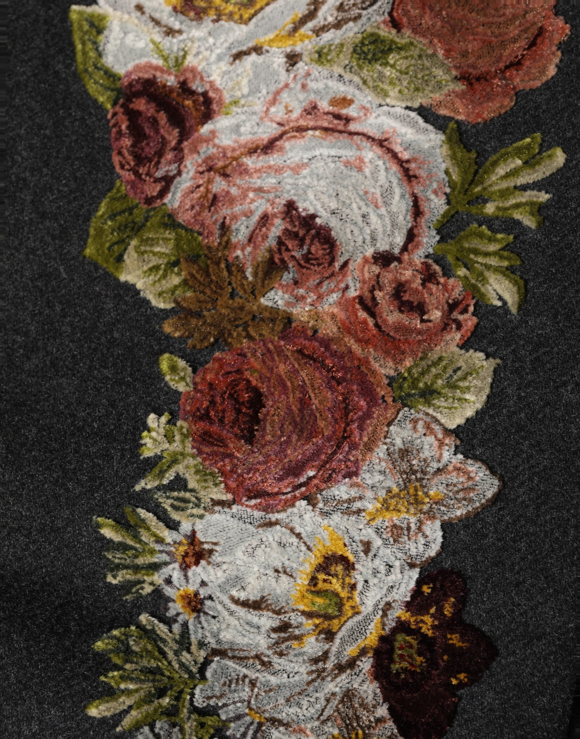 Black Floral MacramΓ© High Waist A-line Skirt