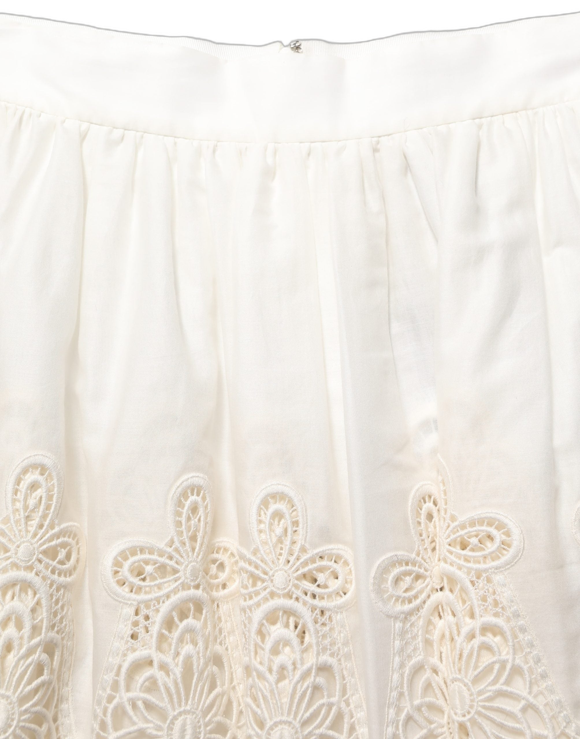 White Floral Embroidered A-line Mini Skirt