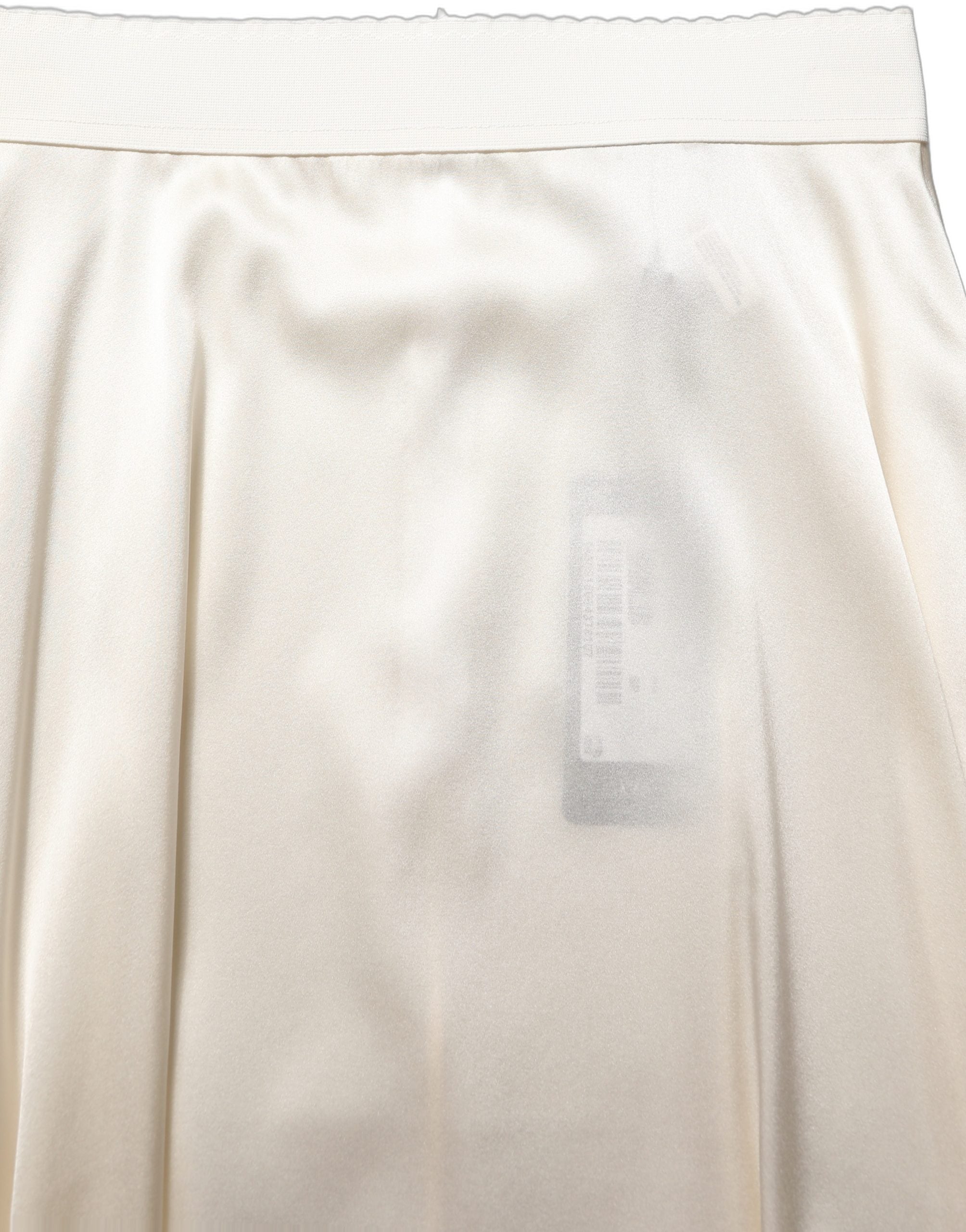 Off White Lace Trimmed Satin High Waist Skirt