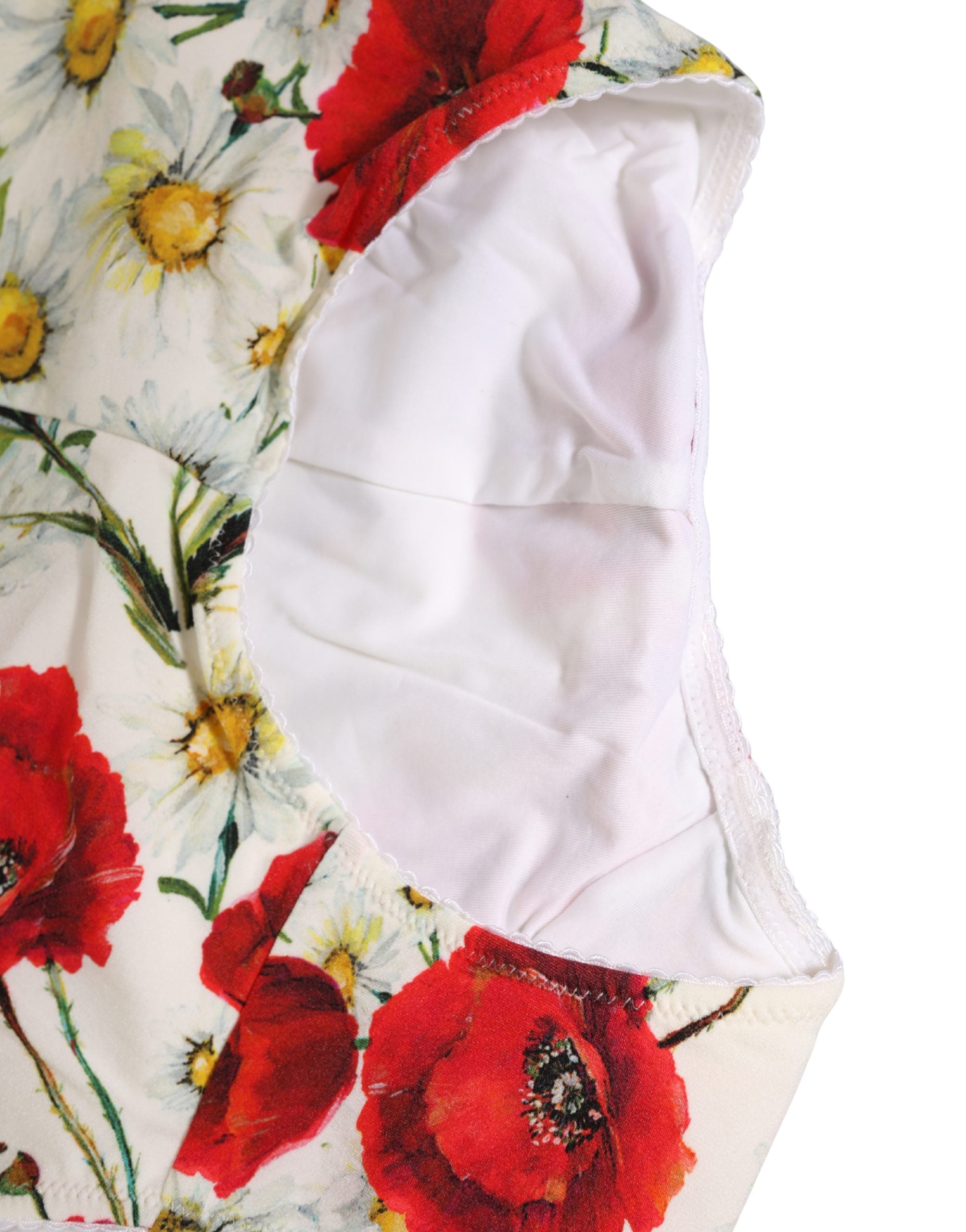 White Nylon Floral High Waisted Girdle Underwear