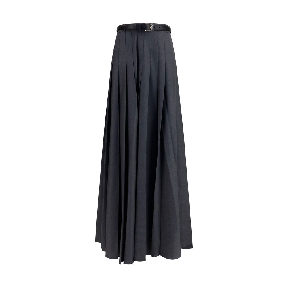 Gray Polyester Long Skirt