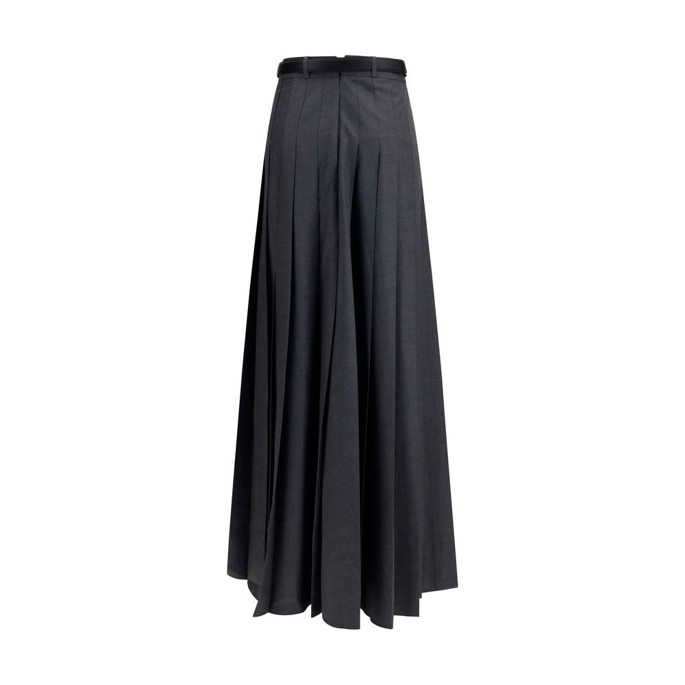 Gray Polyester Long Skirt