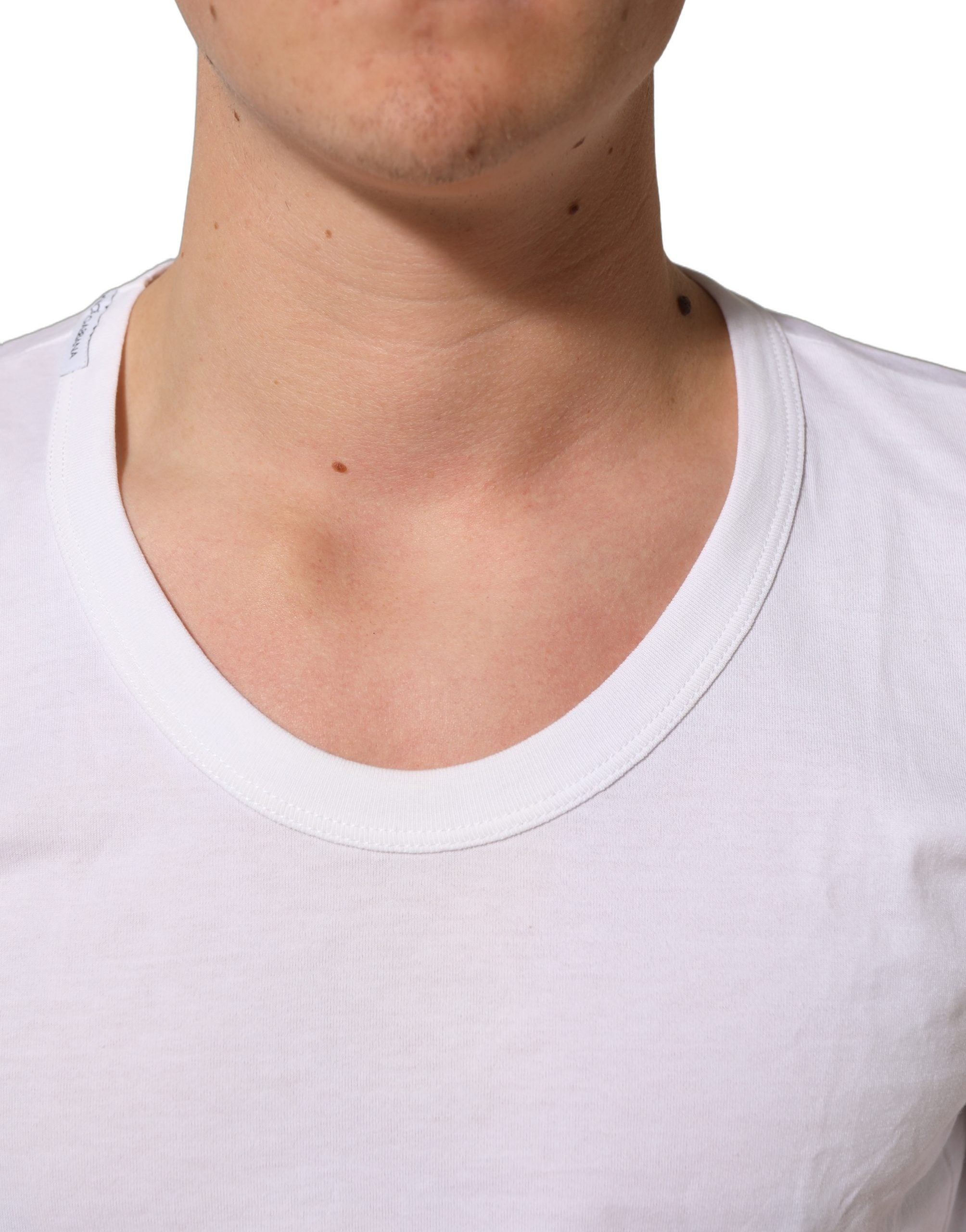White Cotton Short Sleeve Round Neck T-shirt