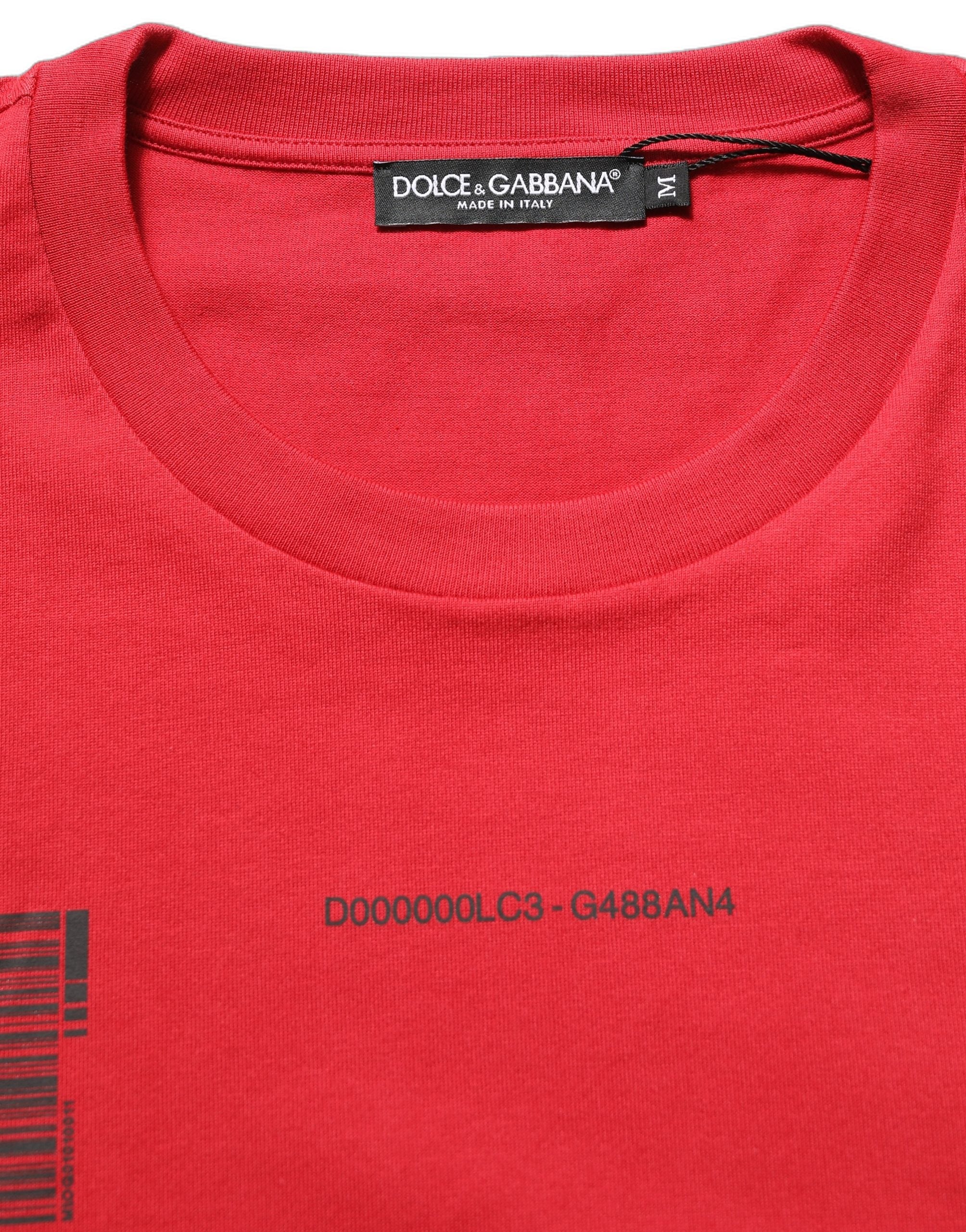Red Cotton Graphic Print Crew Neck T-shirt