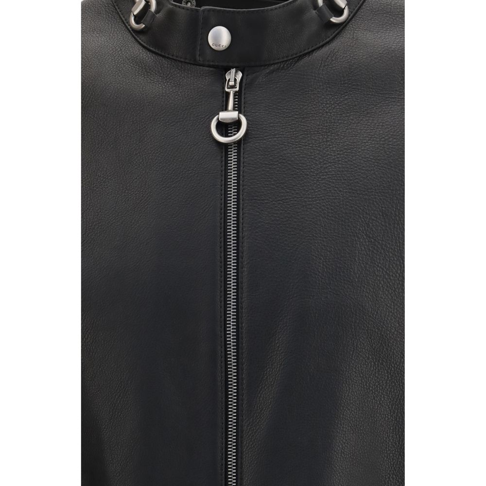 Black Calf Leather Bos Taurus Biker Jacket