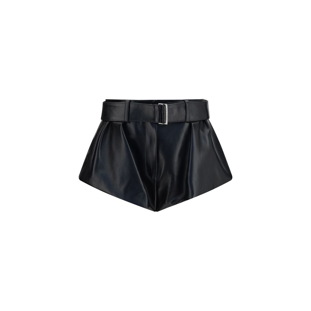 Black Lambskin Bermuda Shorts