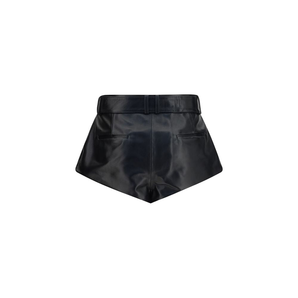 Black Lambskin Bermuda Shorts