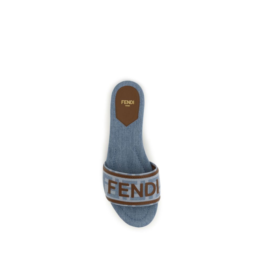 Blue Cotton Flat Sandals
