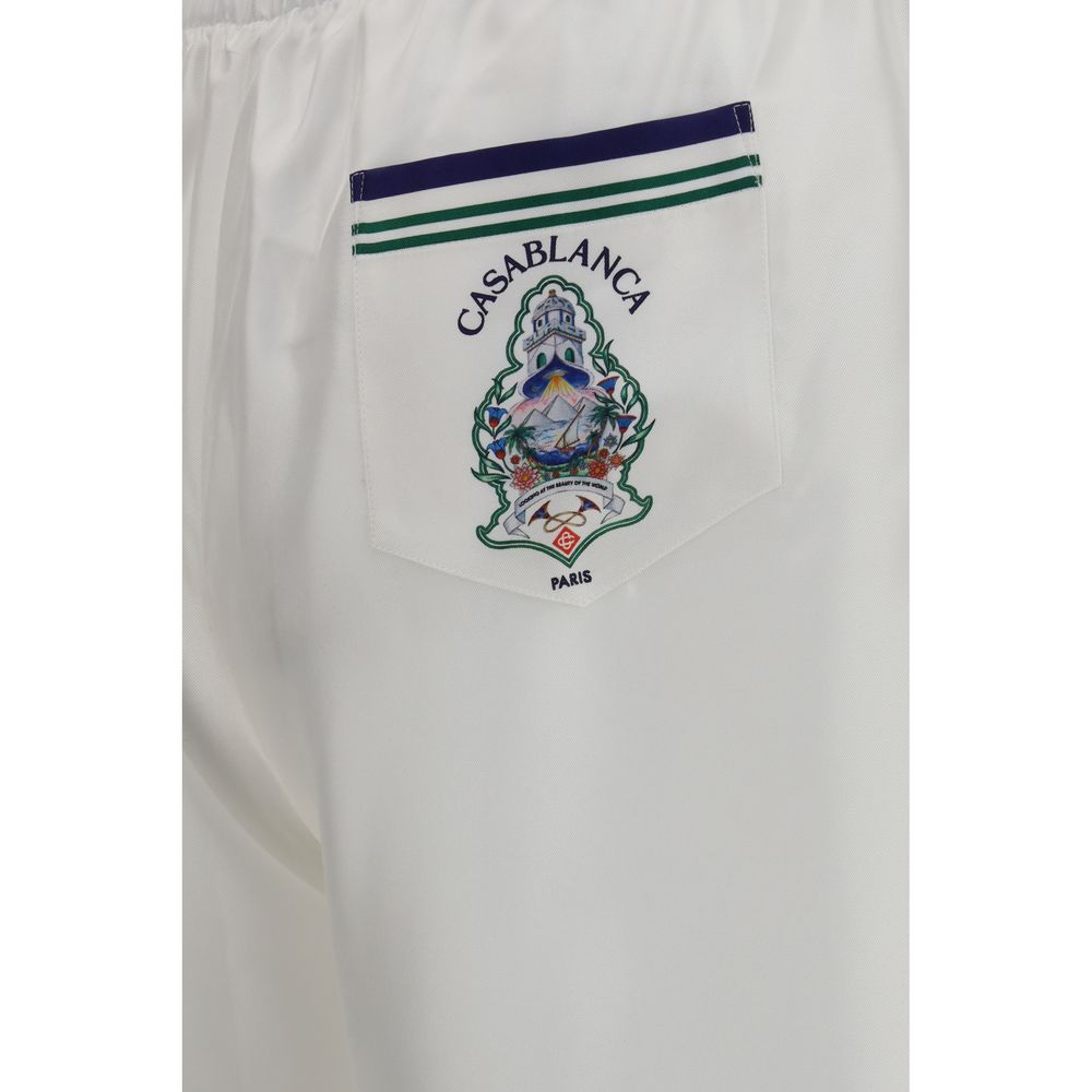 White Silk Bermuda Shorts
