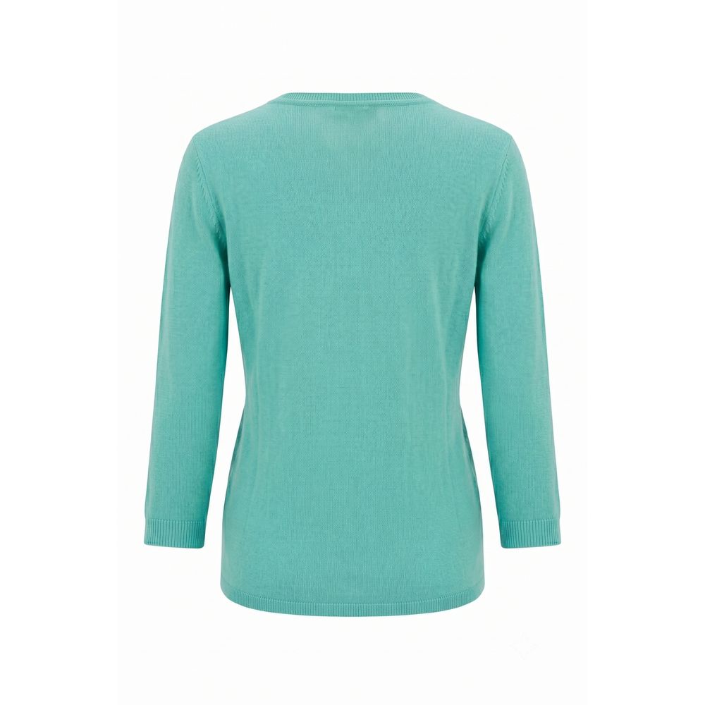 Blue Cotton Women Sweater