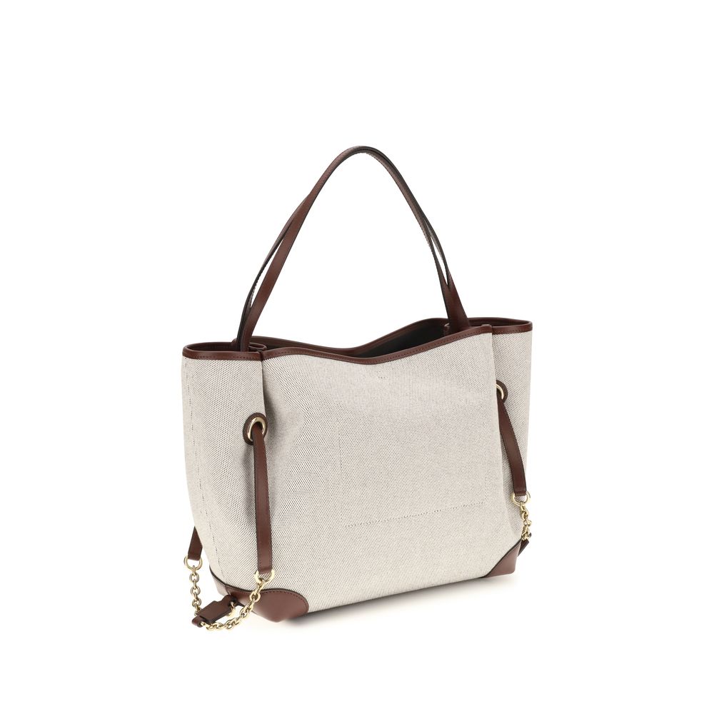 Beige Cotton Shoulder Bag