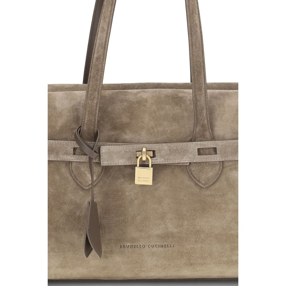 Beige Suede Leather Shoulder Bag