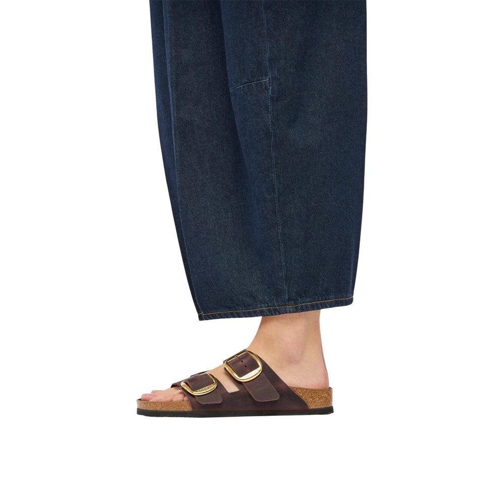 Brown Leather Flat Sandals