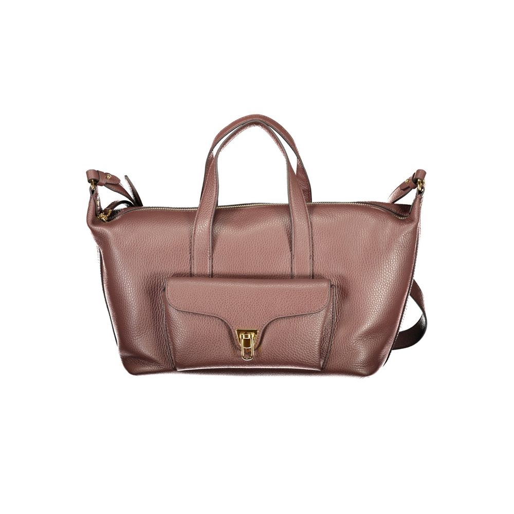 Brown Leather Womens Bag with Handles and Shoulder Strap