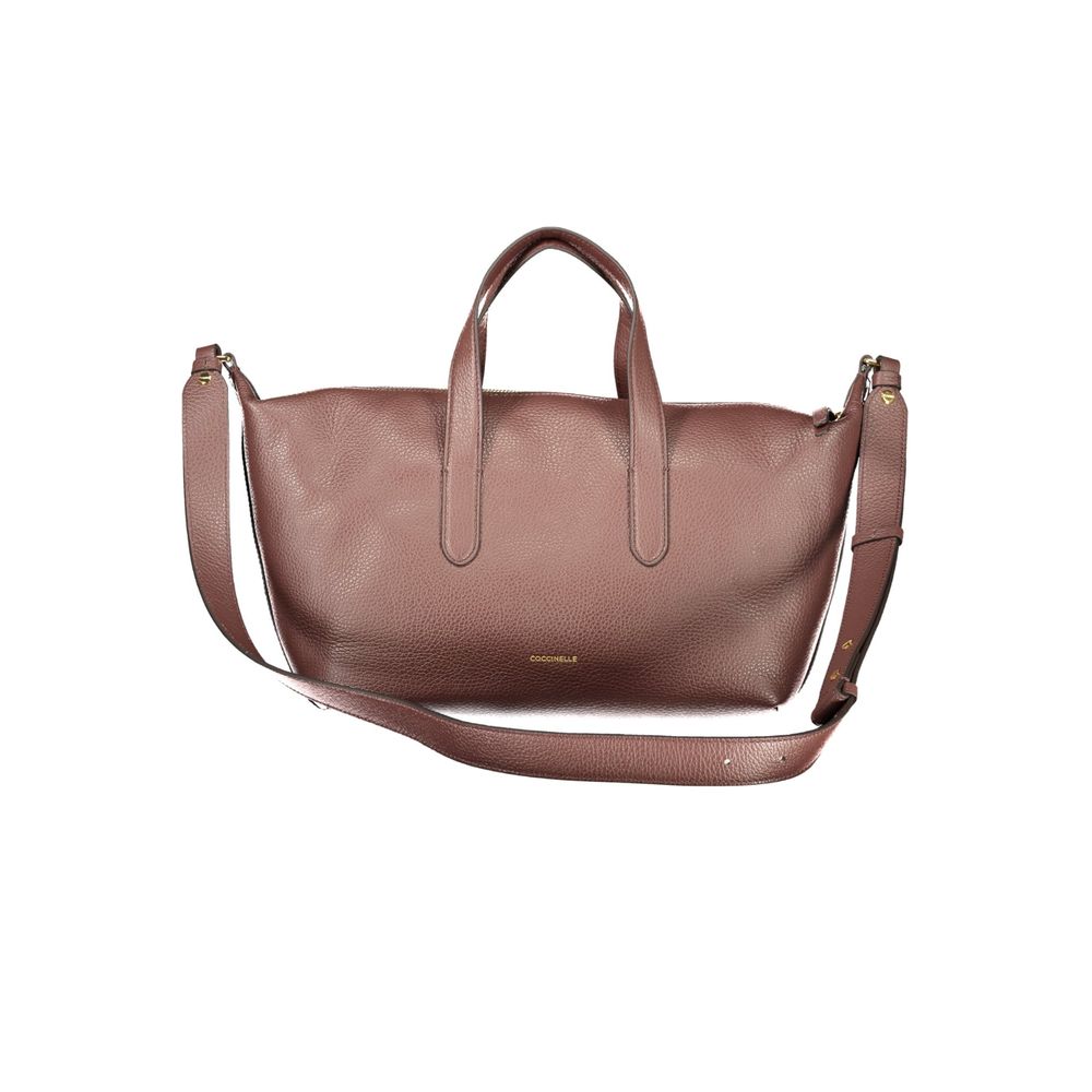 Brown Leather Womens Bag with Handles and Shoulder Strap