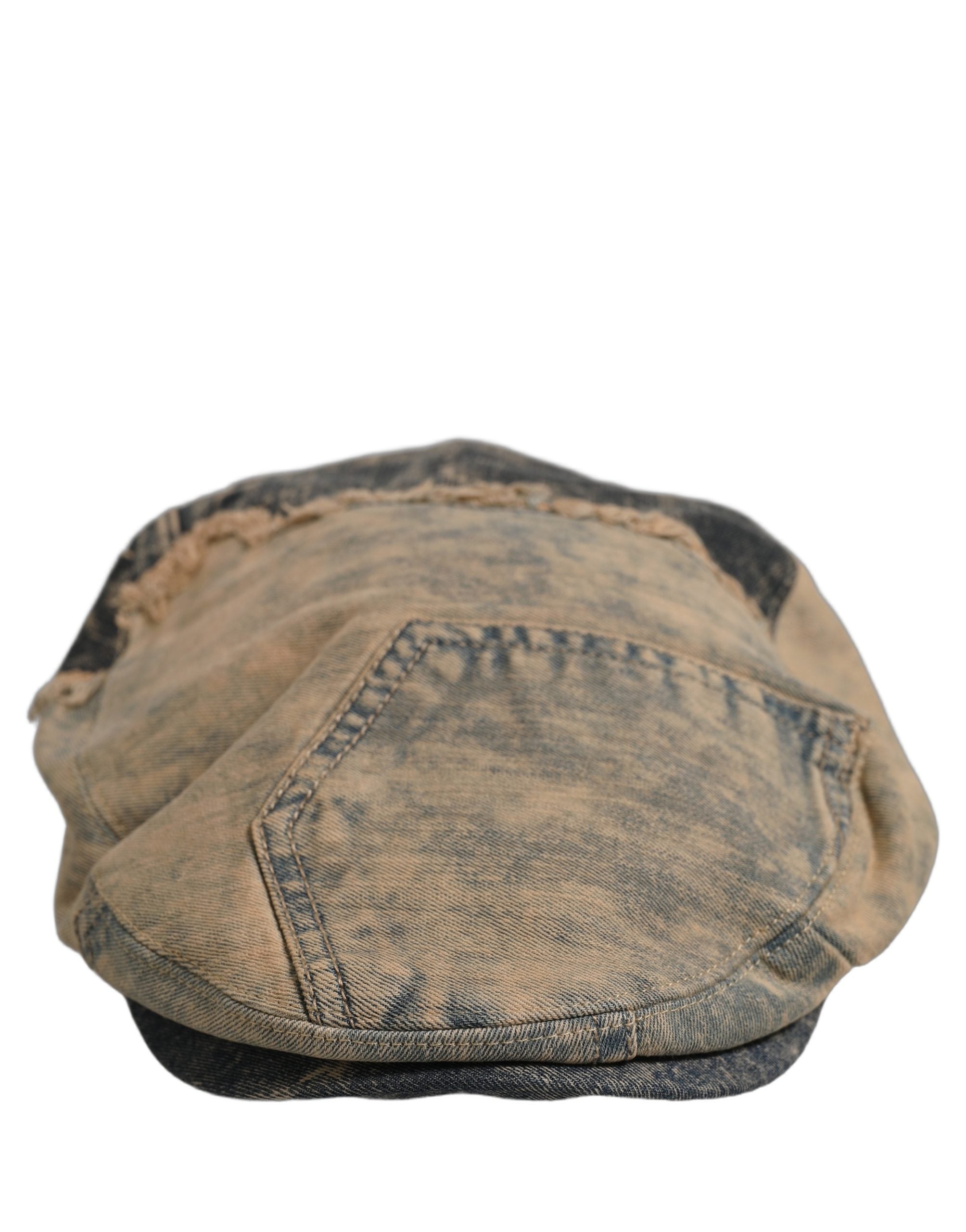 Brown Cotton Denim Newsboy Capello Cabbie Hat
