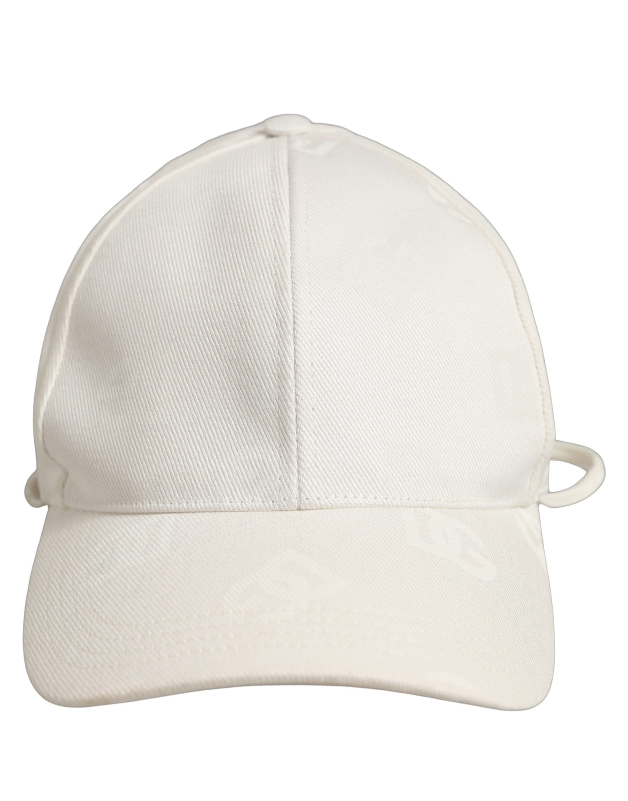 Men White Cotton Stretch Baseball Capello Hat