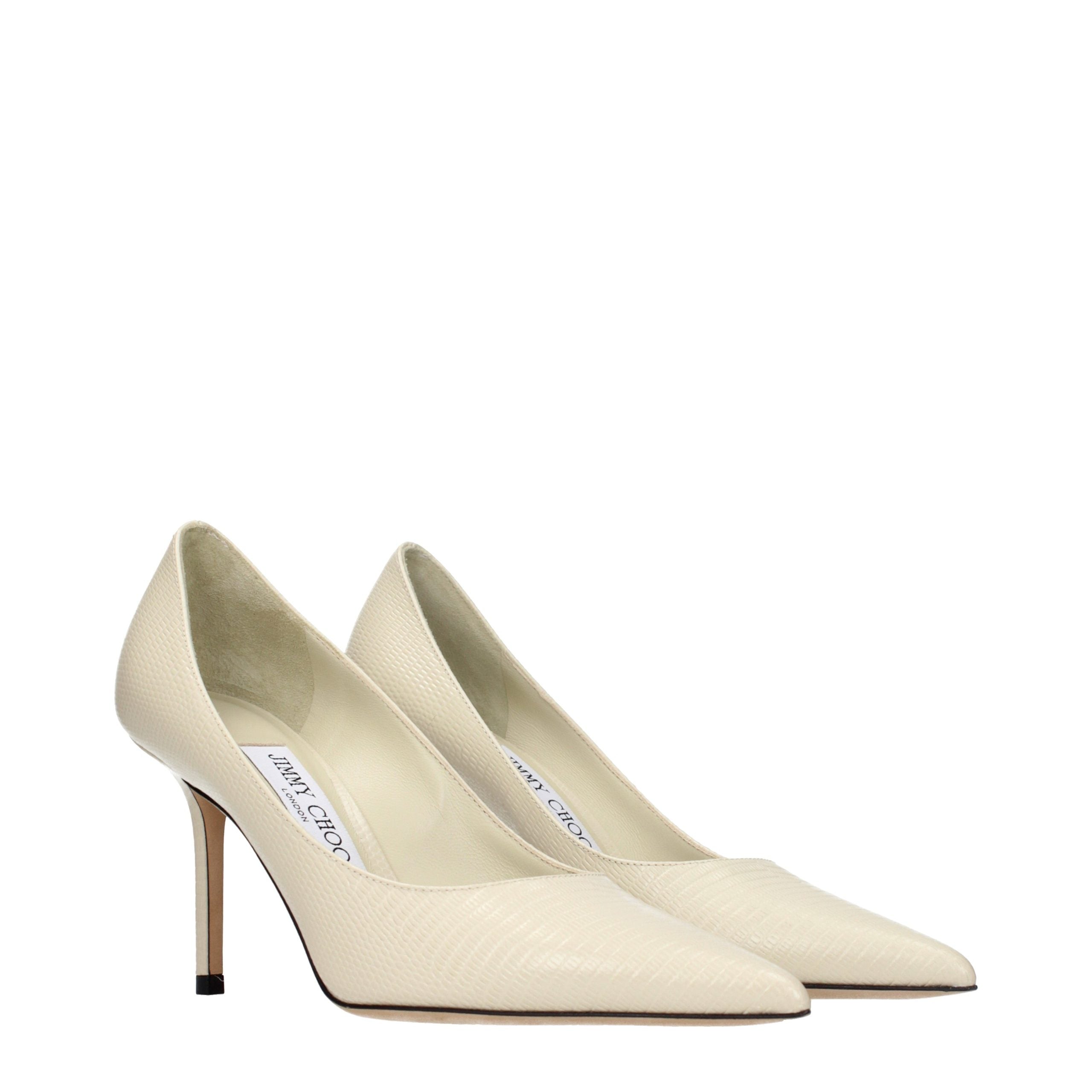 Beige Leather High Heel Pumps
