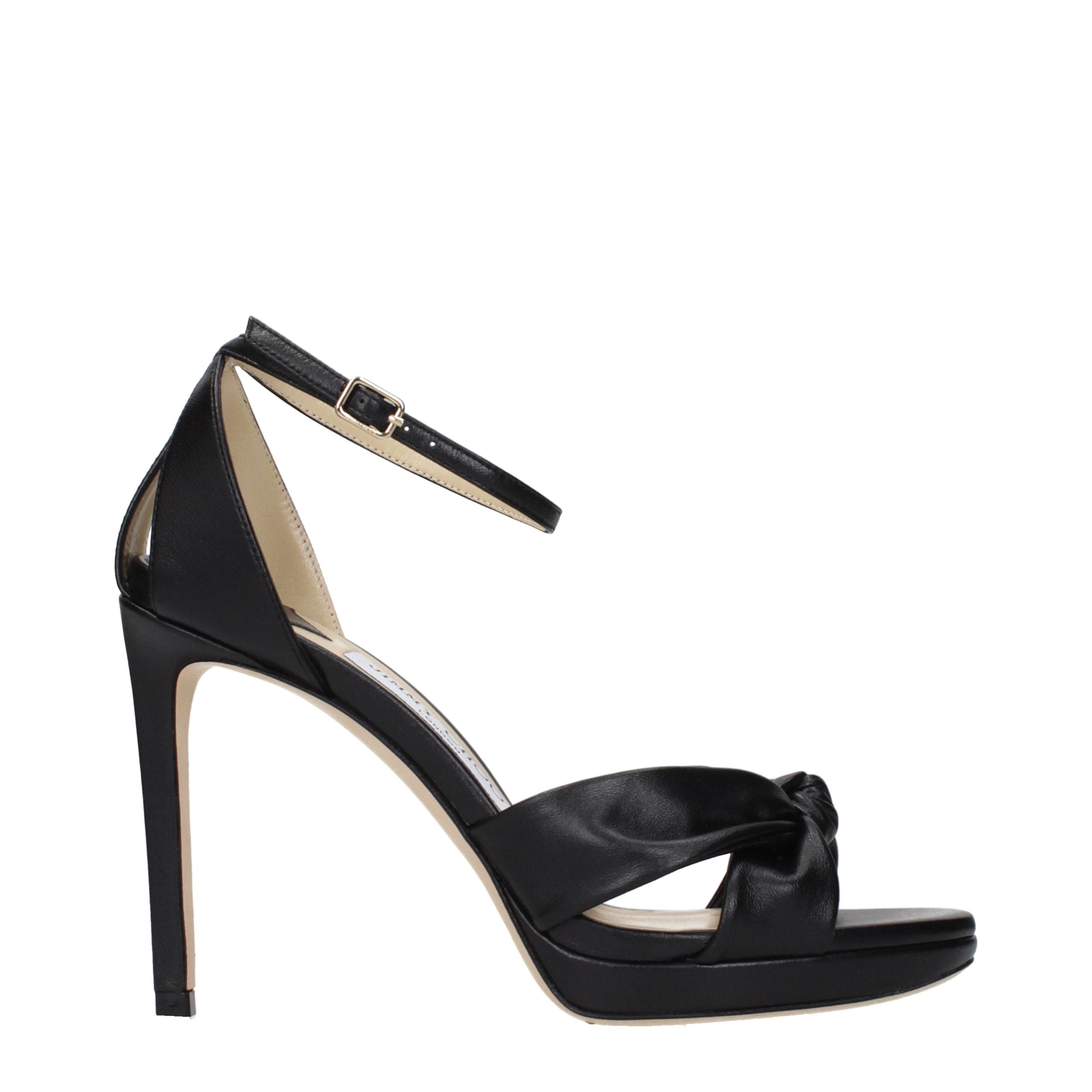 Black Leather Platform Sandals