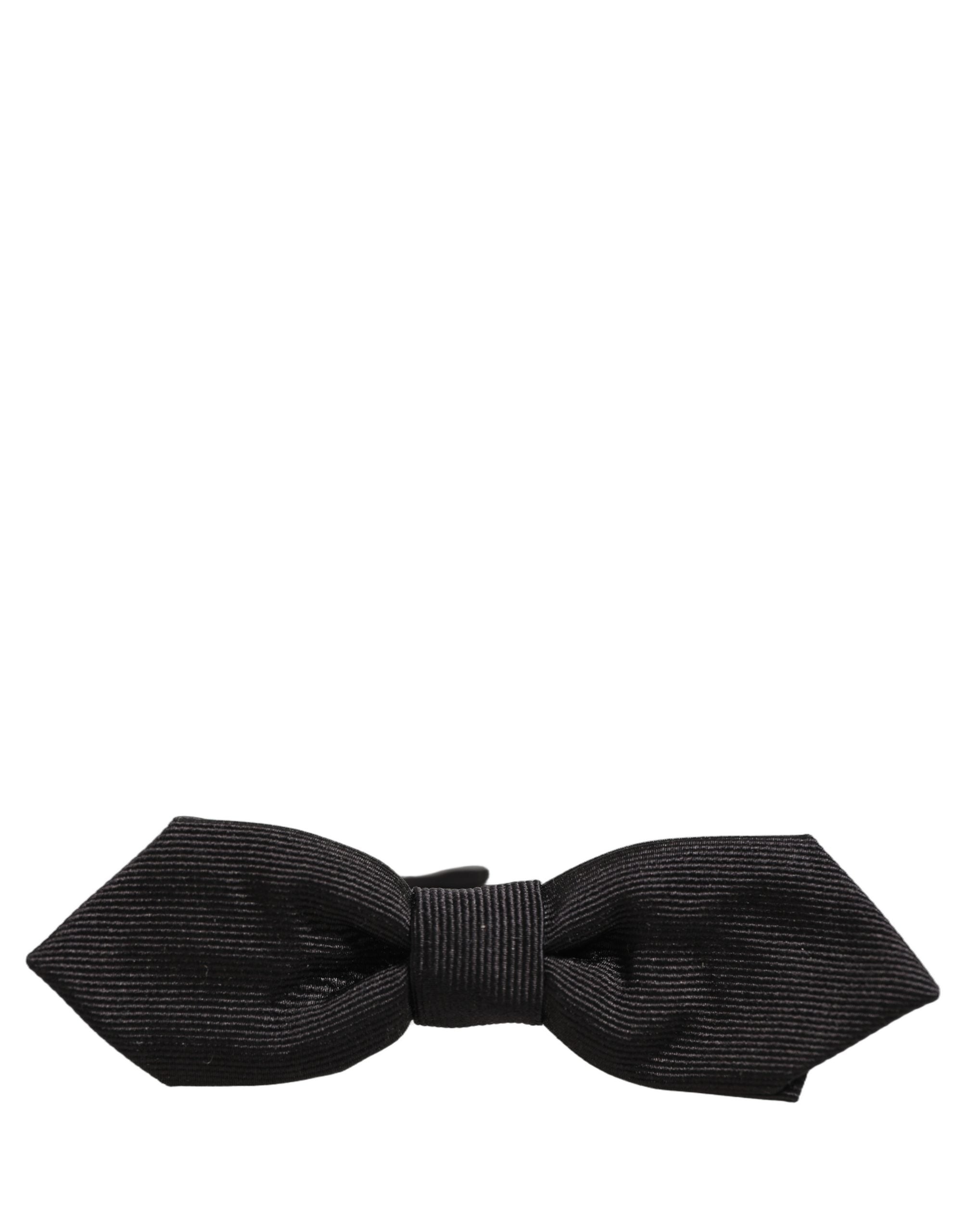 Men Black 100% Silk Adjustable Neck Papillon Bow Tie