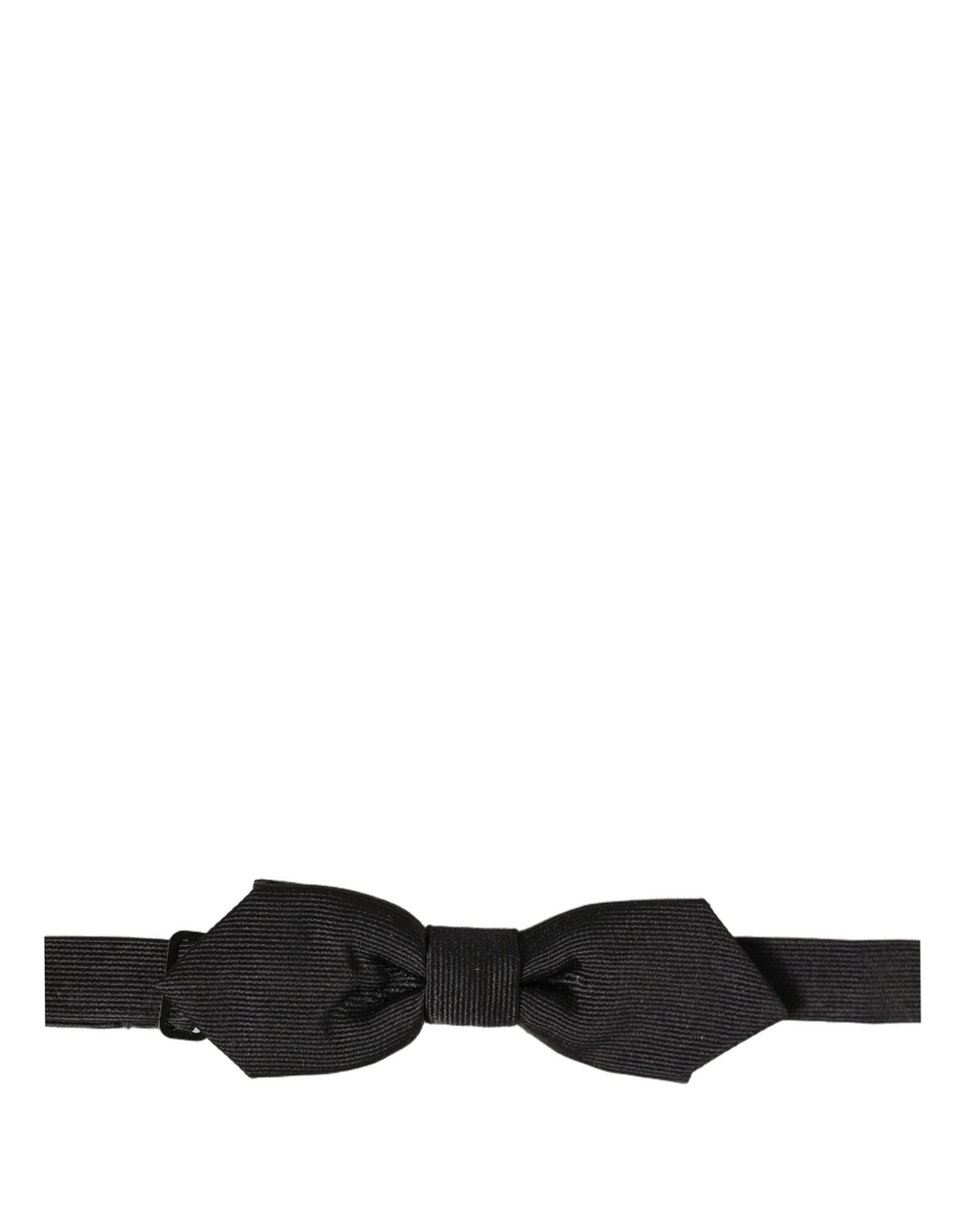 Men Black 100% Silk Adjustable Neck Papillon Bow Tie