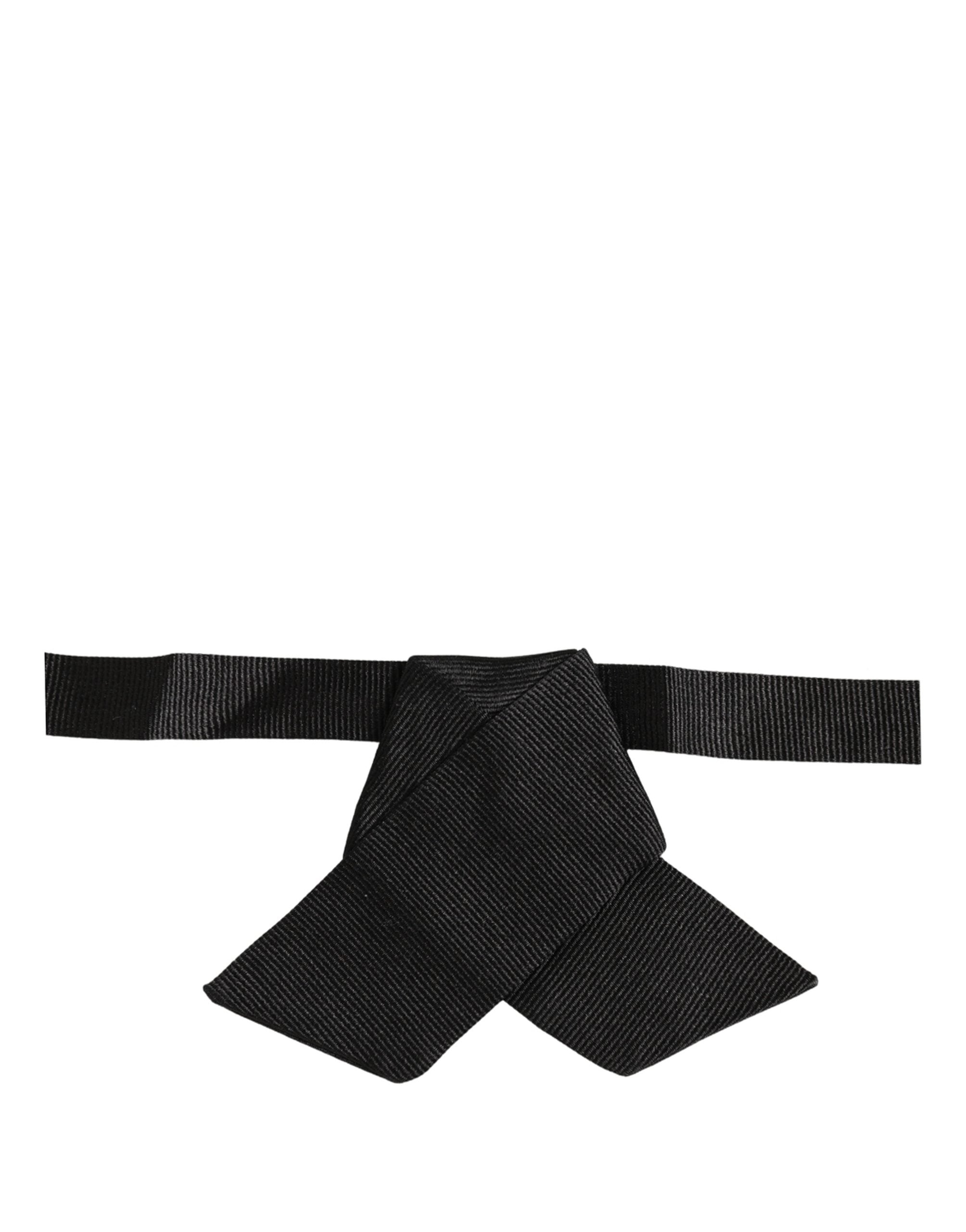 Men Black 100% SIlk Adjustable Neck Papillon Bow Tie