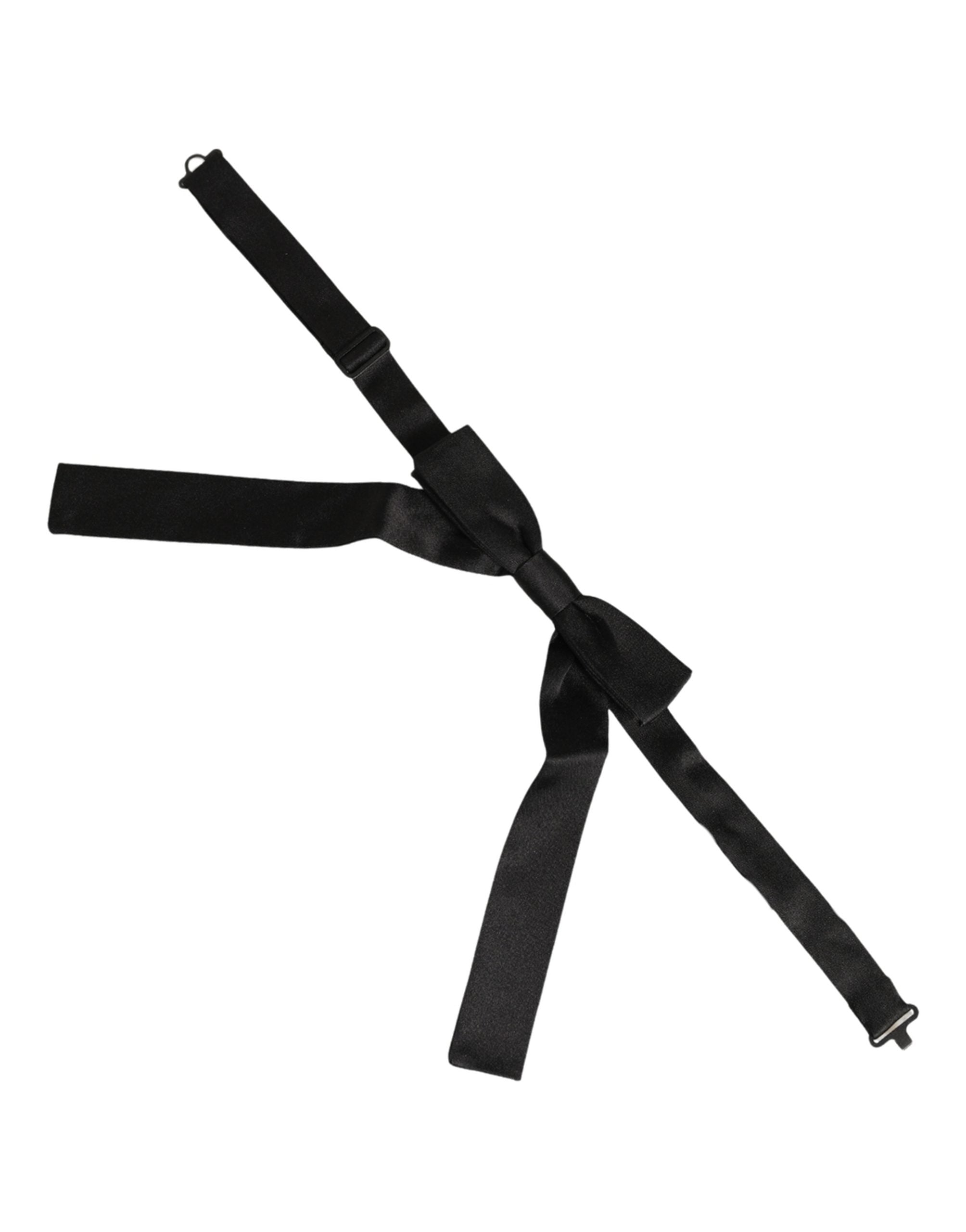 Men Black 100% SIlk Adjustable Neck Papillon Bow Tie