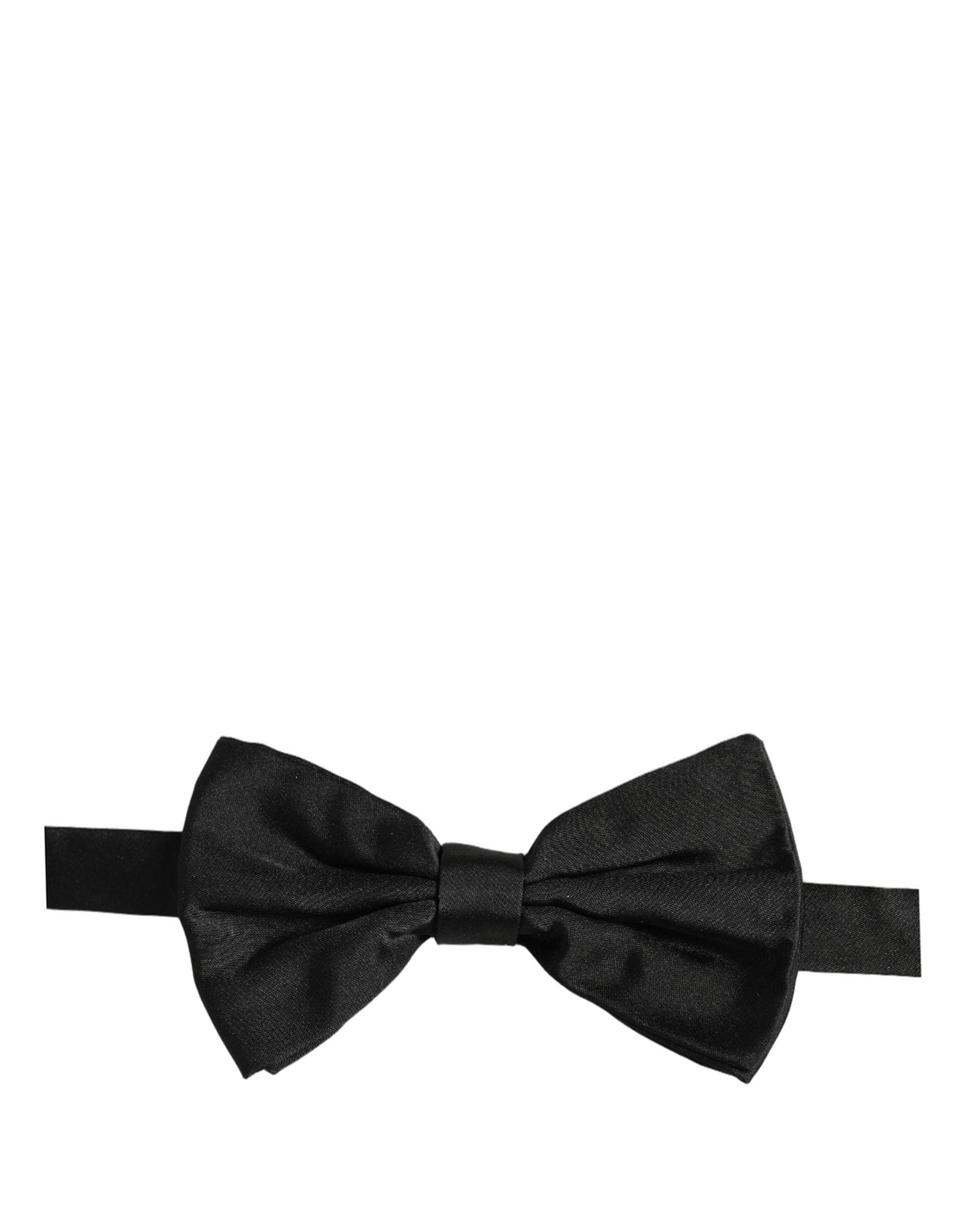 Men Black 100% Silk Adjustable Neck Papillon Bow Tie