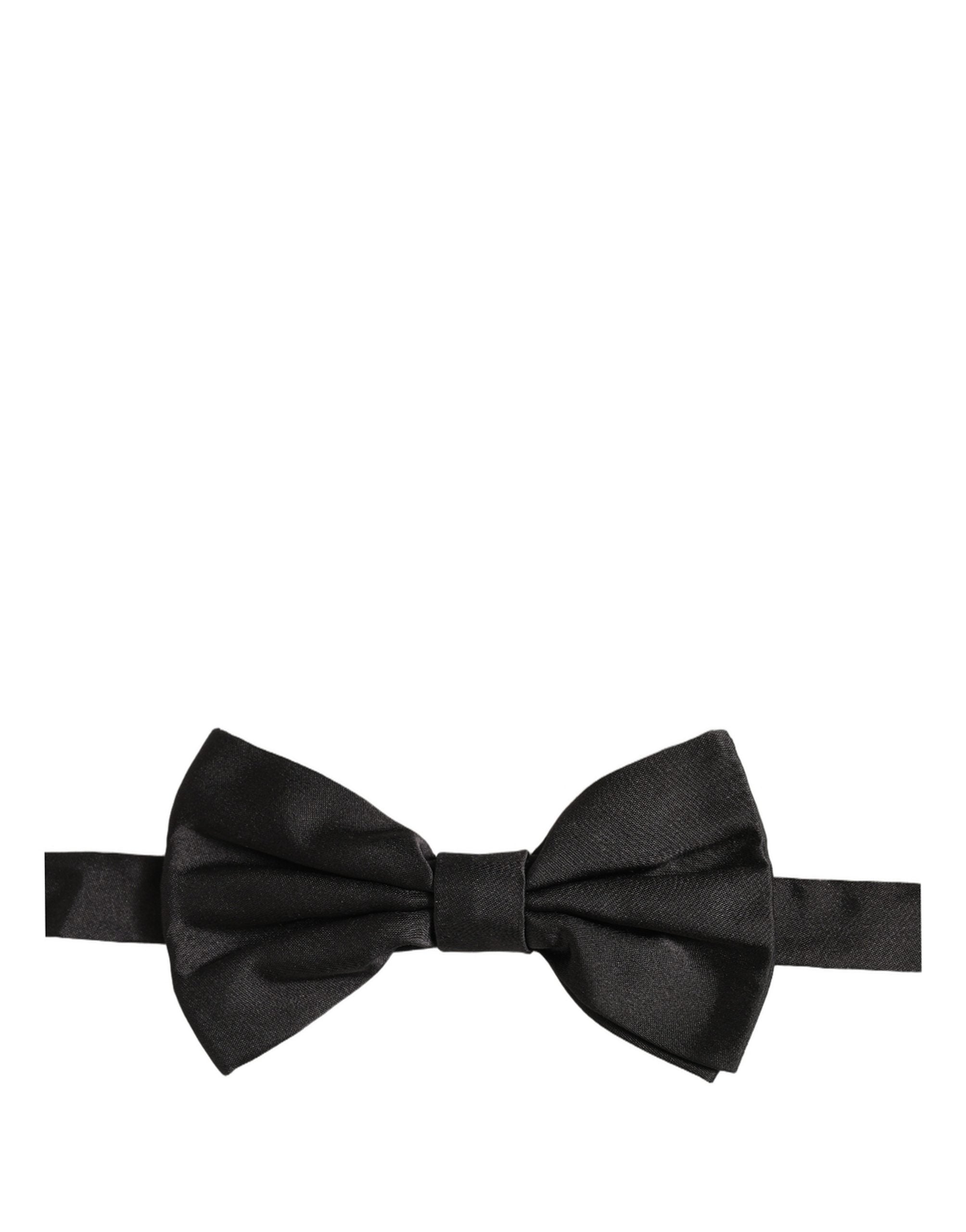 Men Black 100% Silk Adjustable Neck Papillon Bow Tie